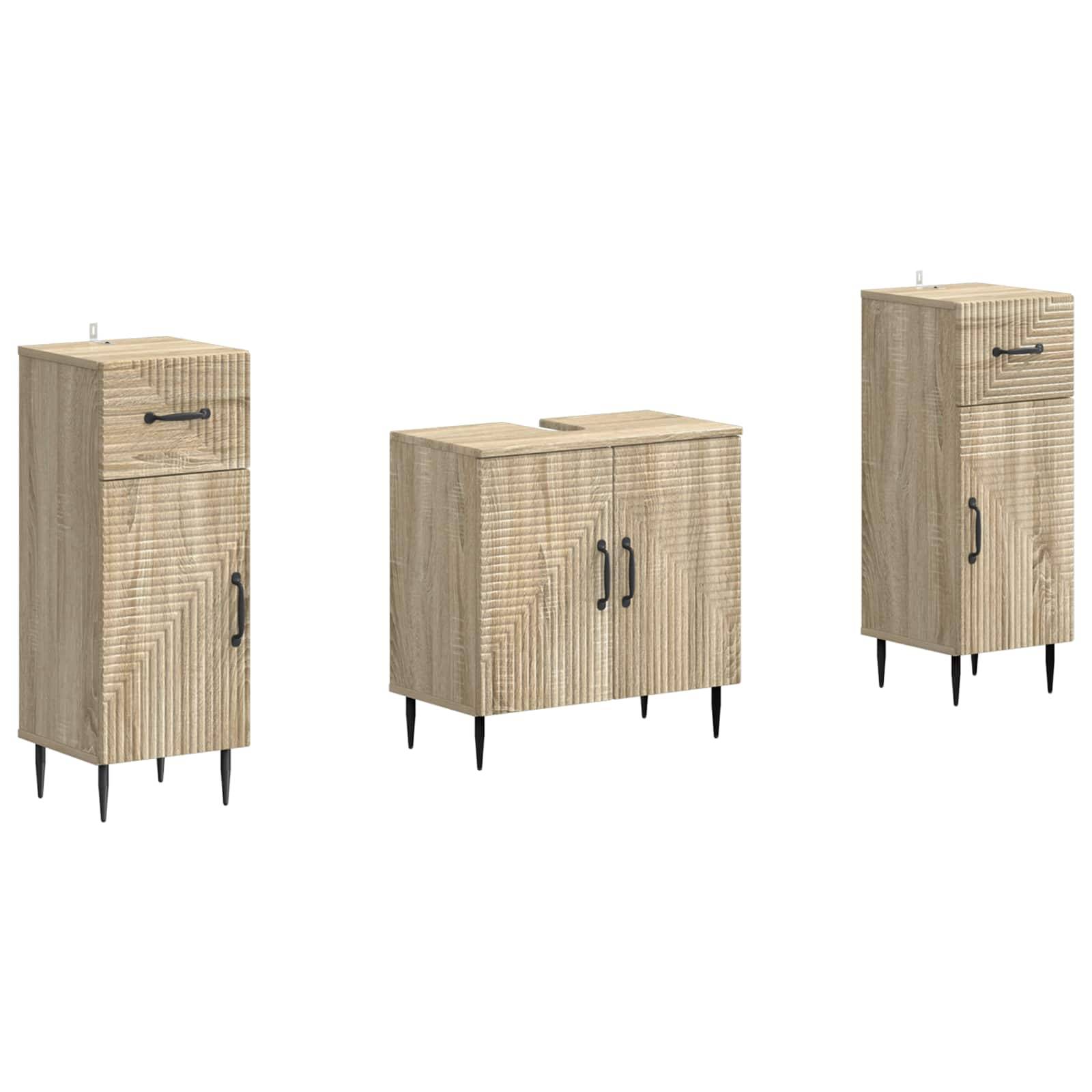 vidaXL 2-teiliges Badezimmer Schrank Set HAARLEM Sonoma-Eiche