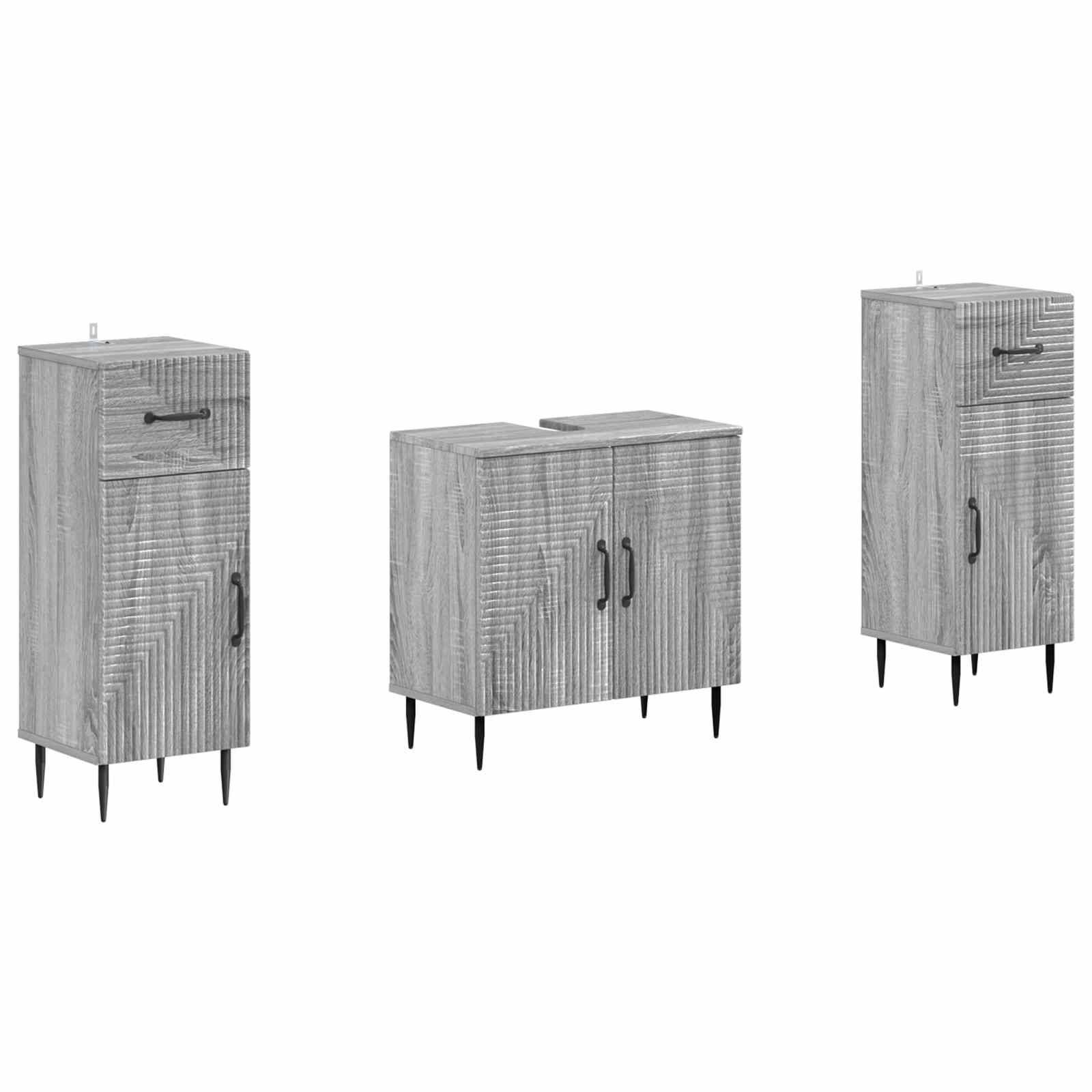 vidaXL 2-teiliges Badezimmer Schrank Set HAARLEM Sonoma-Grau