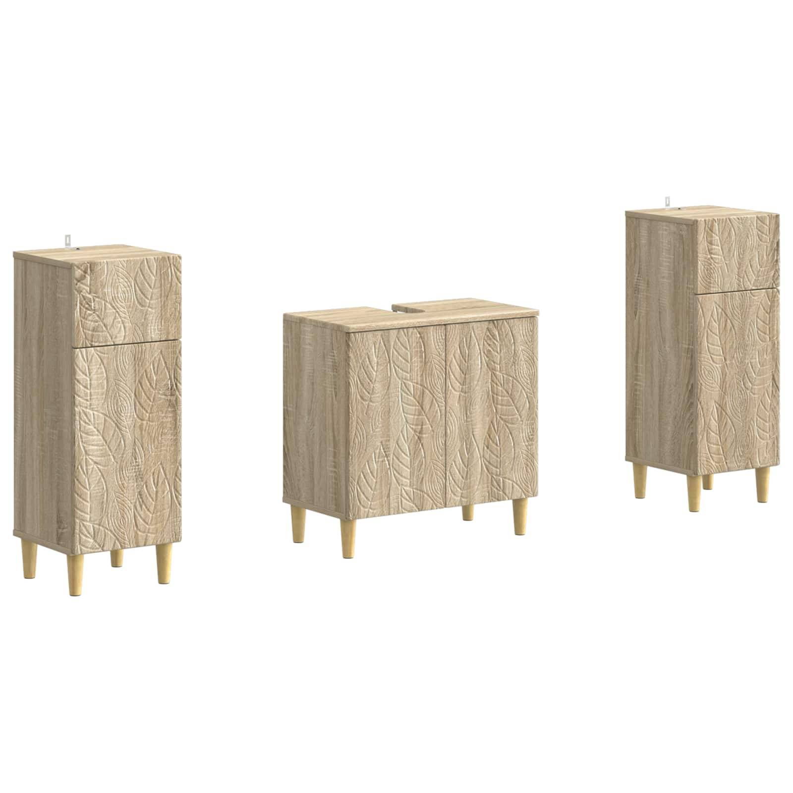 vidaXL 2-teiliges Badezimmer Schrank Set DELFT Sonoma-Eiche