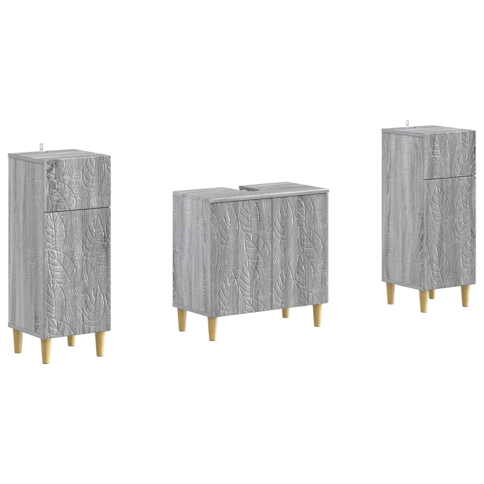 vidaXL 2-teiliges Badezimmer Schrank Set DELFT Sonoma-Grau