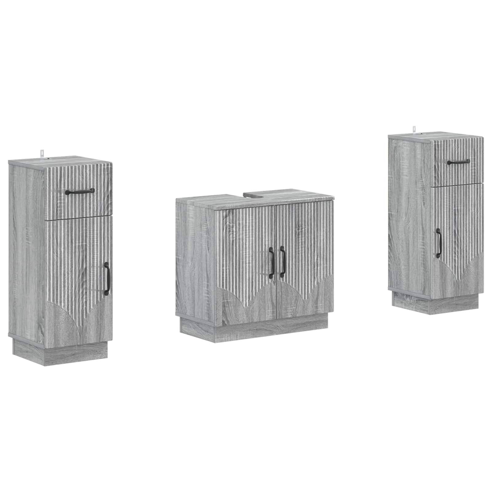 vidaXL 2-teiliges Badezimmer Schrank Set HOORN Sonoma-Grau