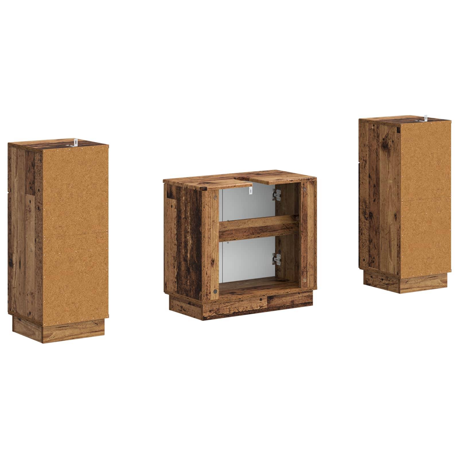 vidaXL 2-teiliges Badezimmer Schrank Set HOORN Altholz Holzwerkstoff