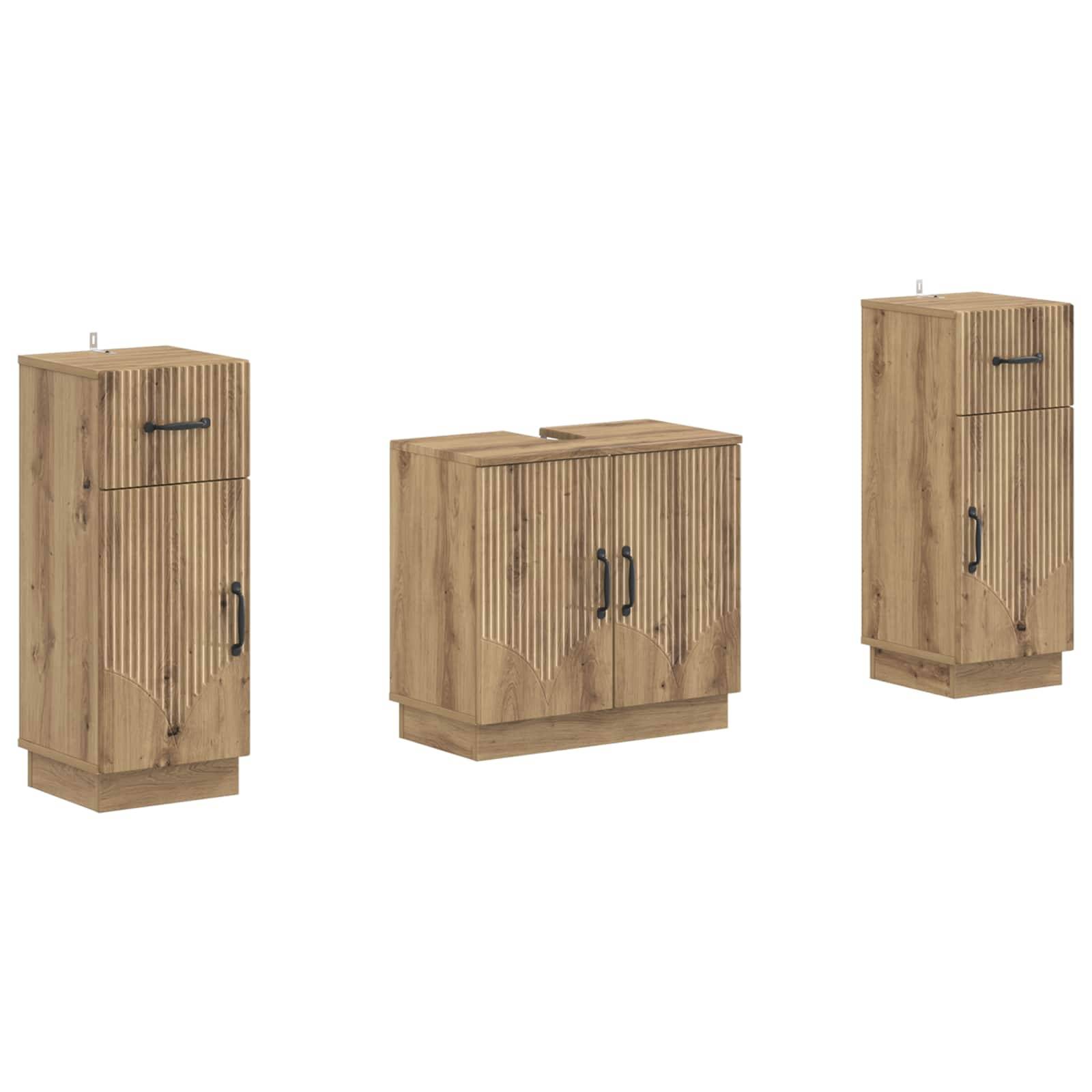 vidaXL 2-teiliges Badezimmer Schrank Set HOORN Artisan-Eiche