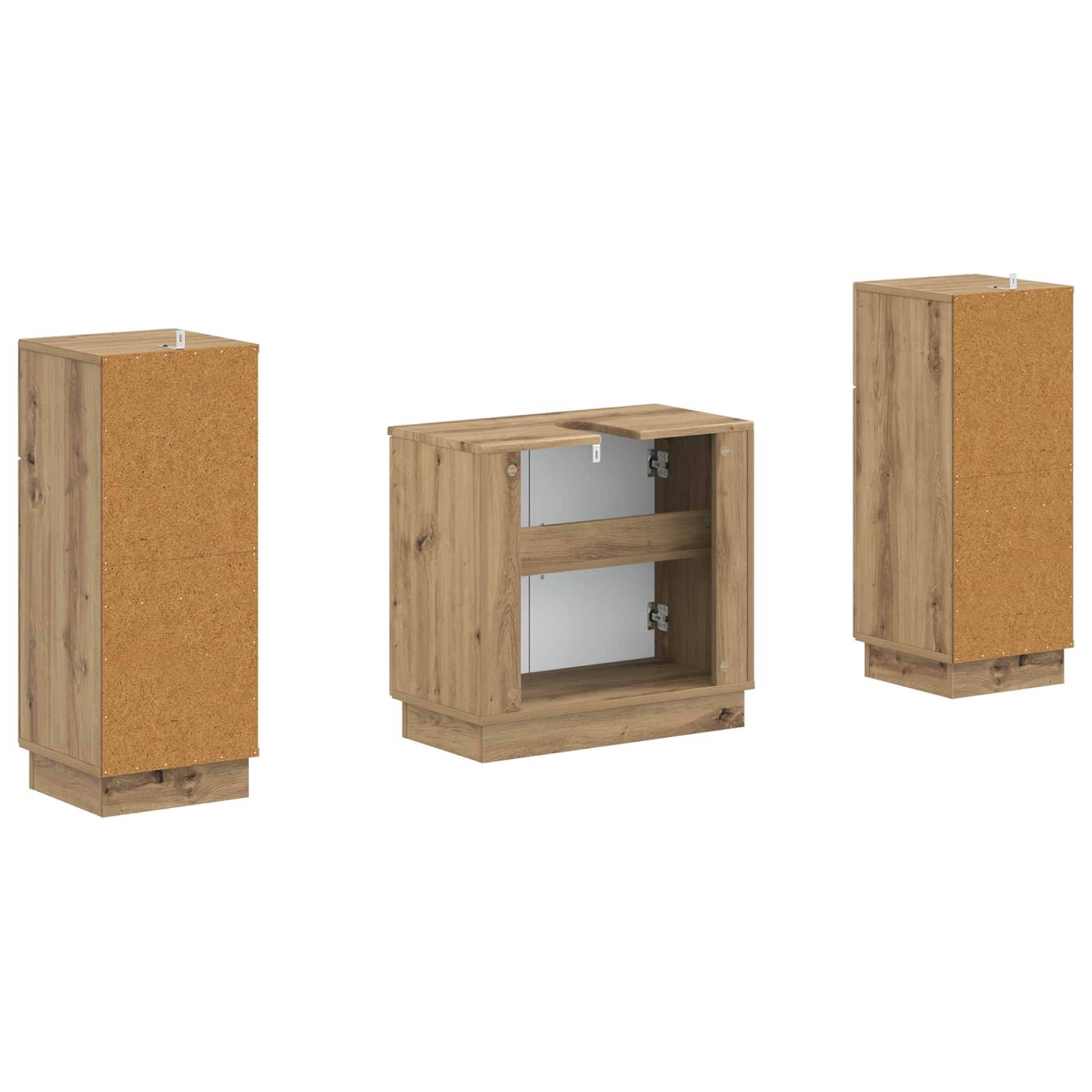 vidaXL 2-teiliges Badezimmer Schrank Set HOORN Artisan-Eiche
