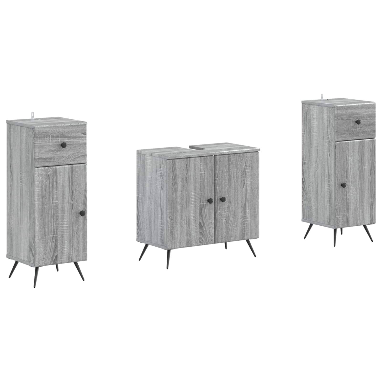 vidaXL 2-teiliges Badezimmer Schrank Set BREDA Sonoma-Grau