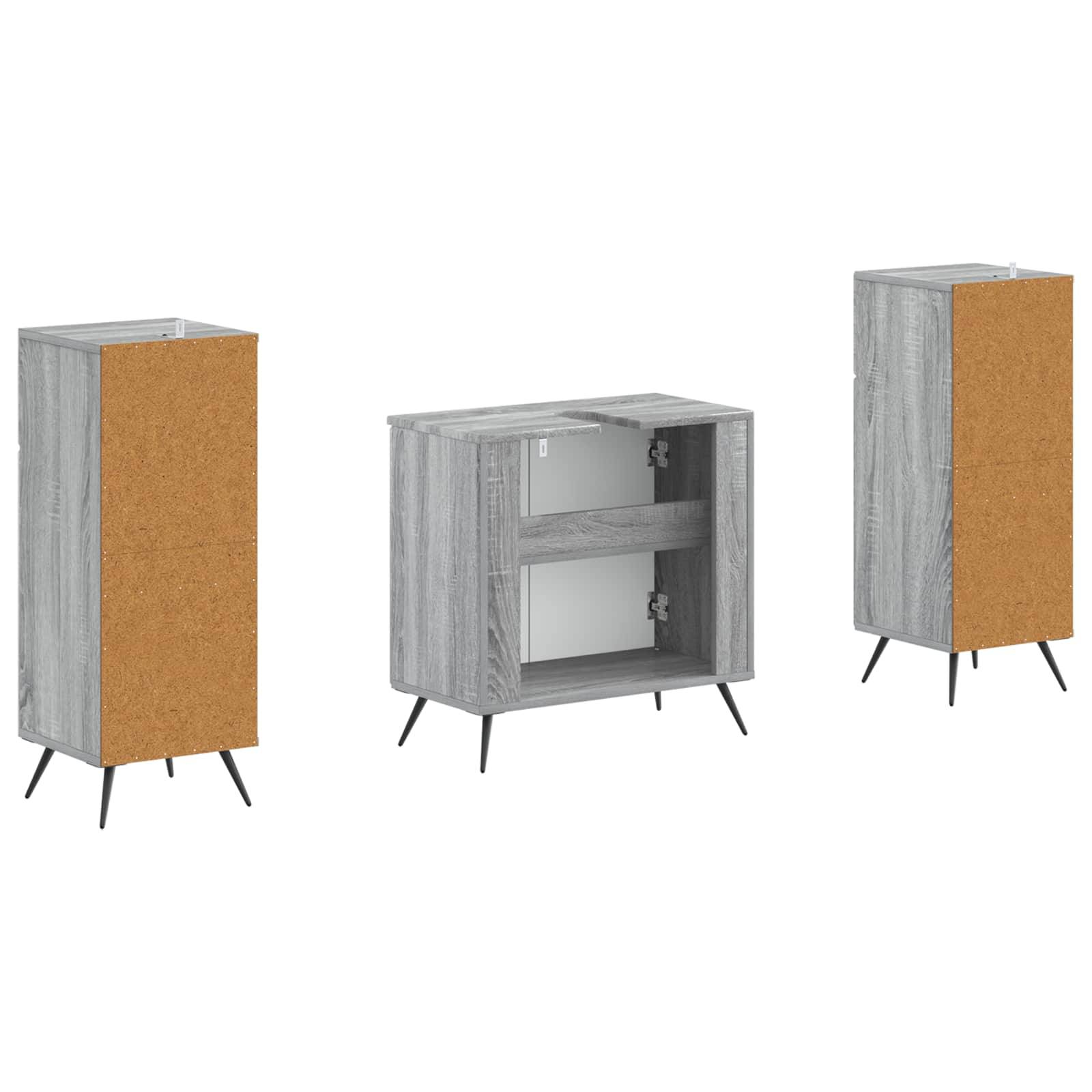 vidaXL 2-teiliges Badezimmer Schrank Set BREDA Sonoma-Grau