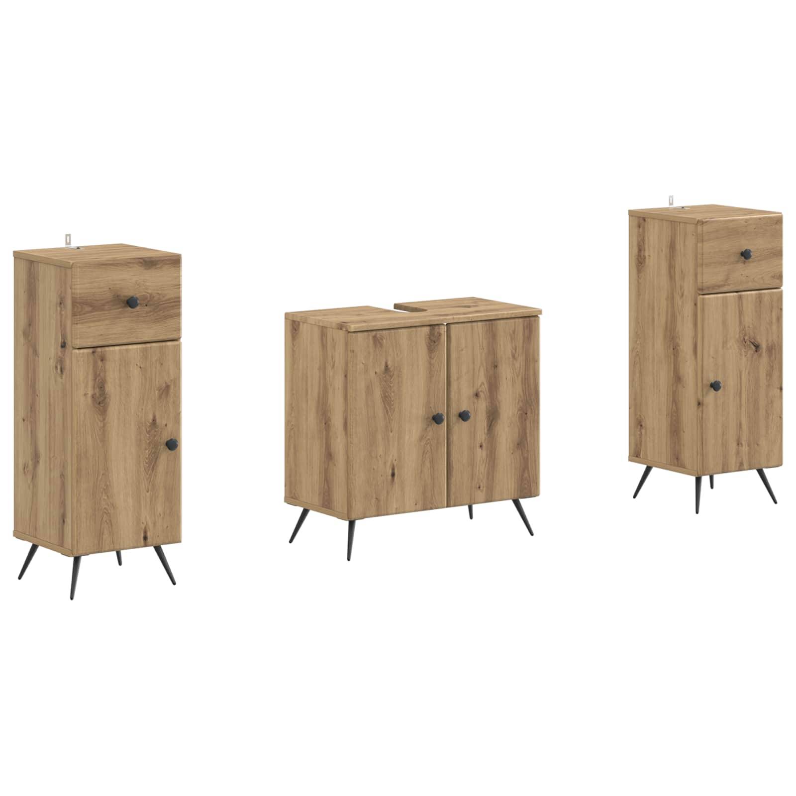 vidaXL 2-teiliges Badezimmer Schrank Set BREDA Artisan-Eiche