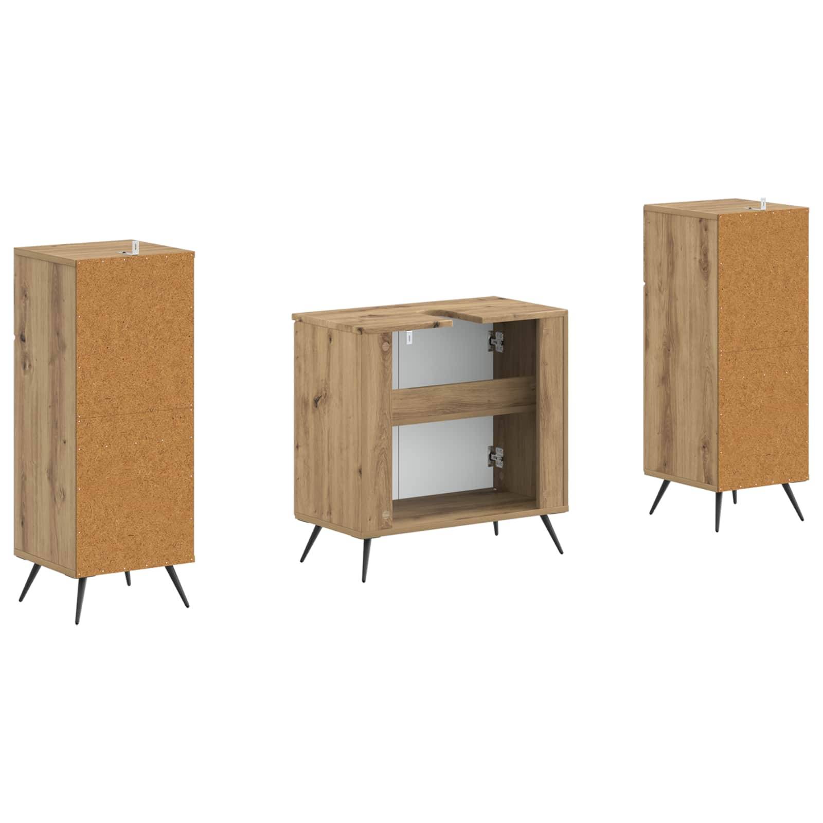 vidaXL 2-teiliges Badezimmer Schrank Set BREDA Artisan-Eiche