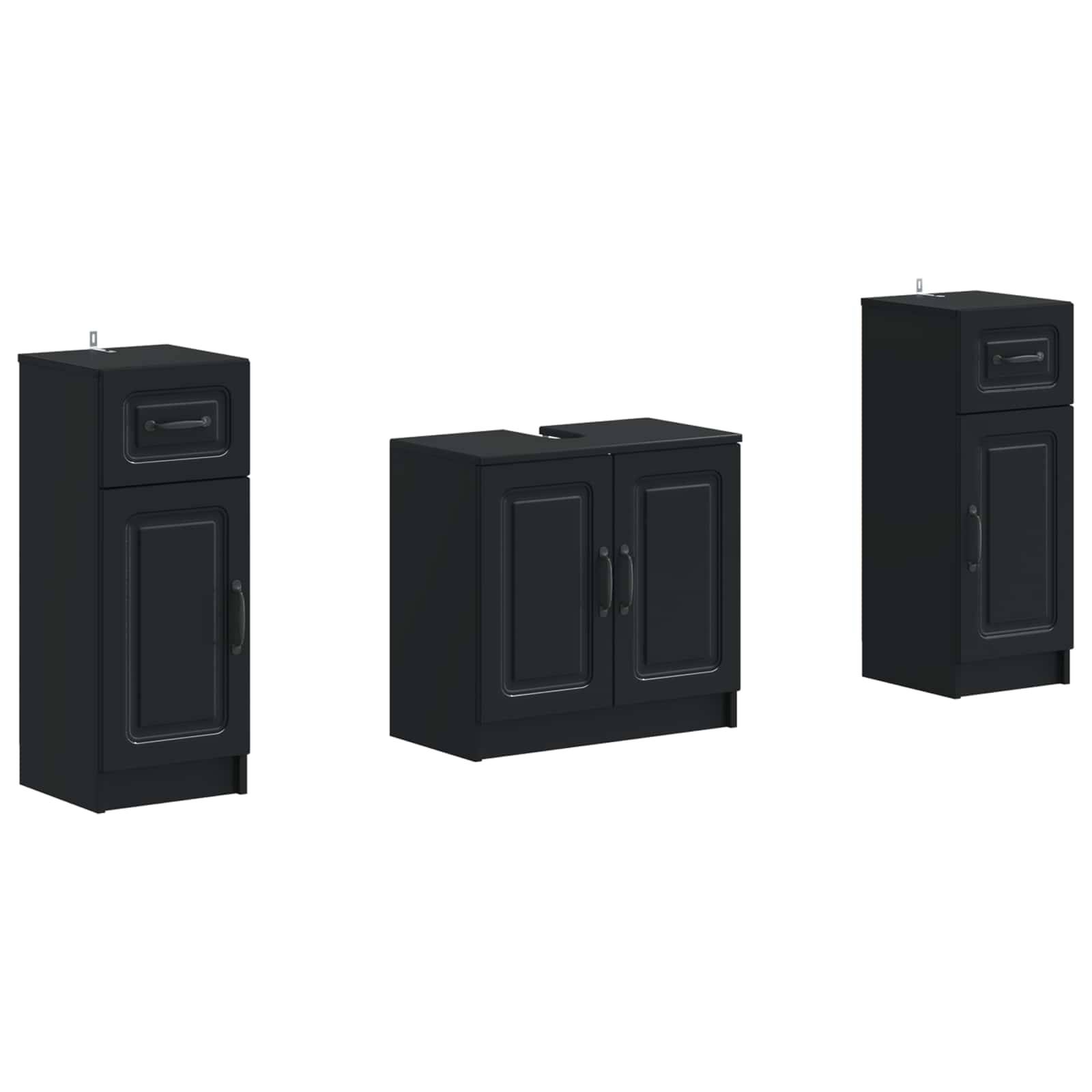 vidaXL 2-teiliges Badezimmer Schrank Set UTRECHT Schwarz Holzwerkstoff