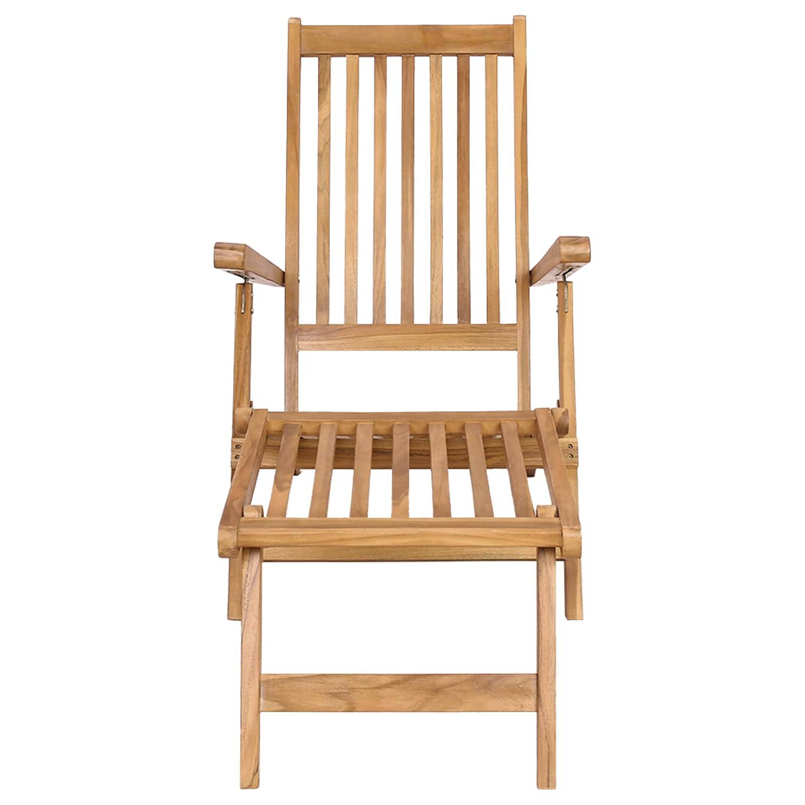 vidaXL Faltbarer Deckstuhl Natur Massivholz Teak