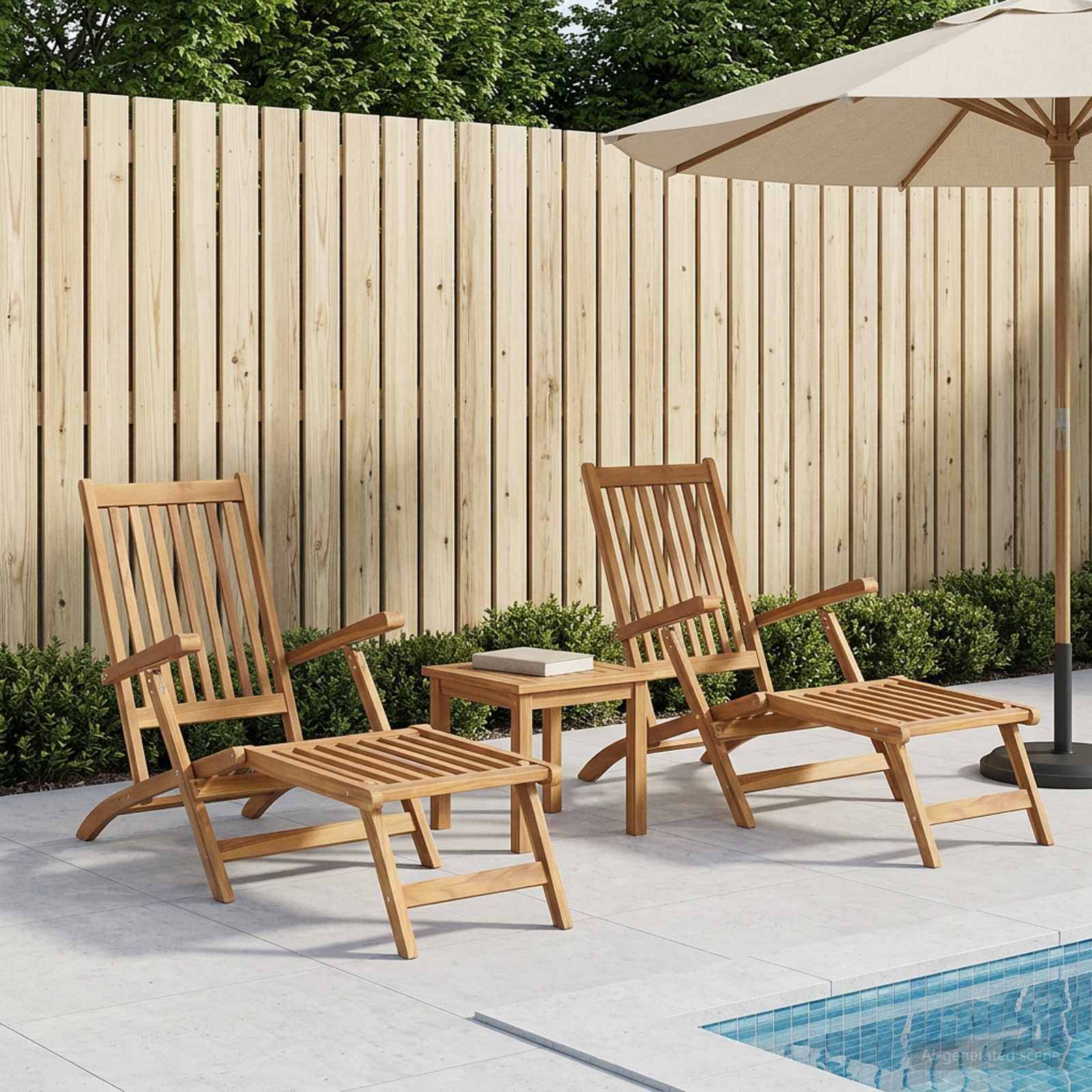 vidaXL Faltbarer Deckstuhl 2 pcs Natur Massivholz Teak