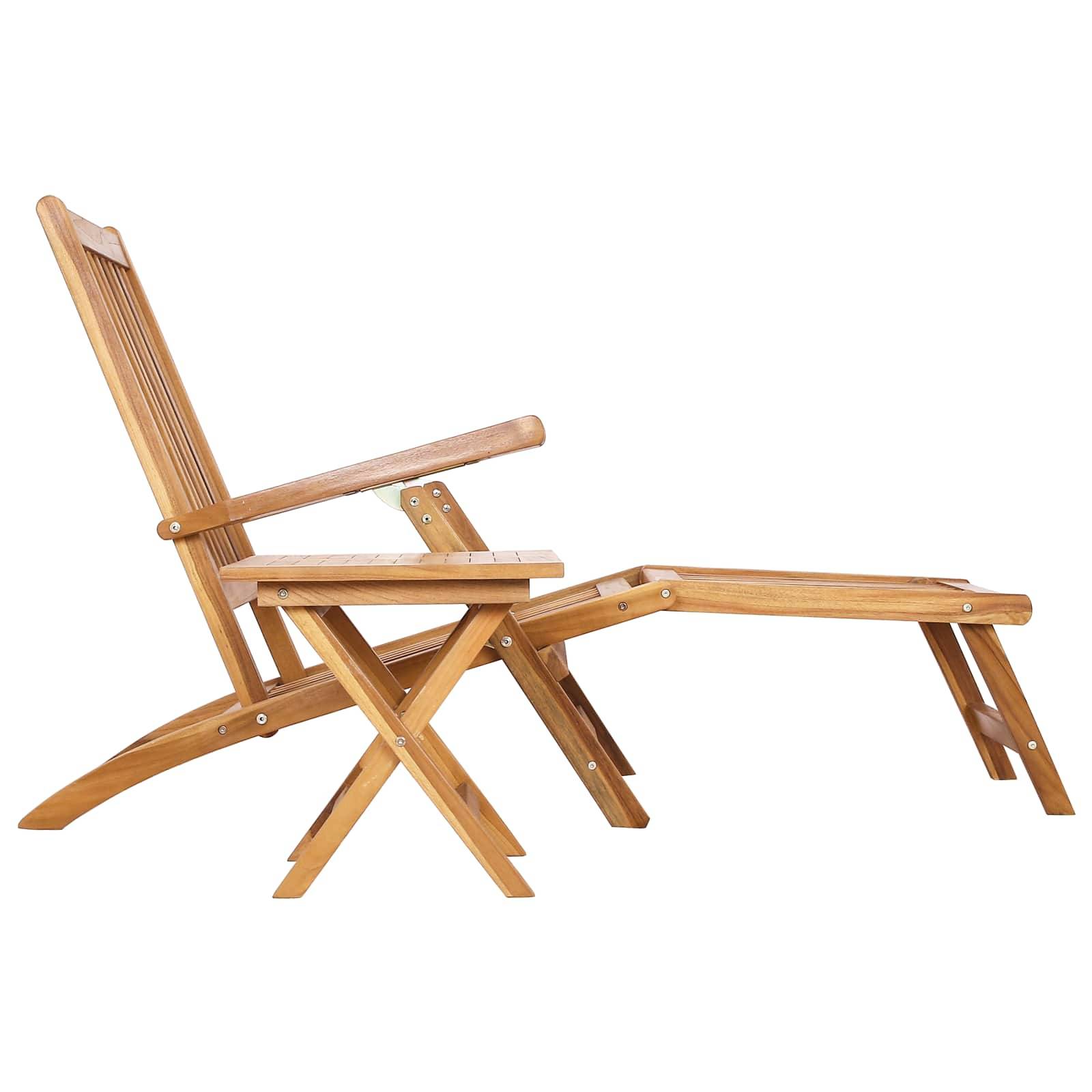 vidaXL Klappdeckstuhl mit Tisch Natur Massivholz Teak