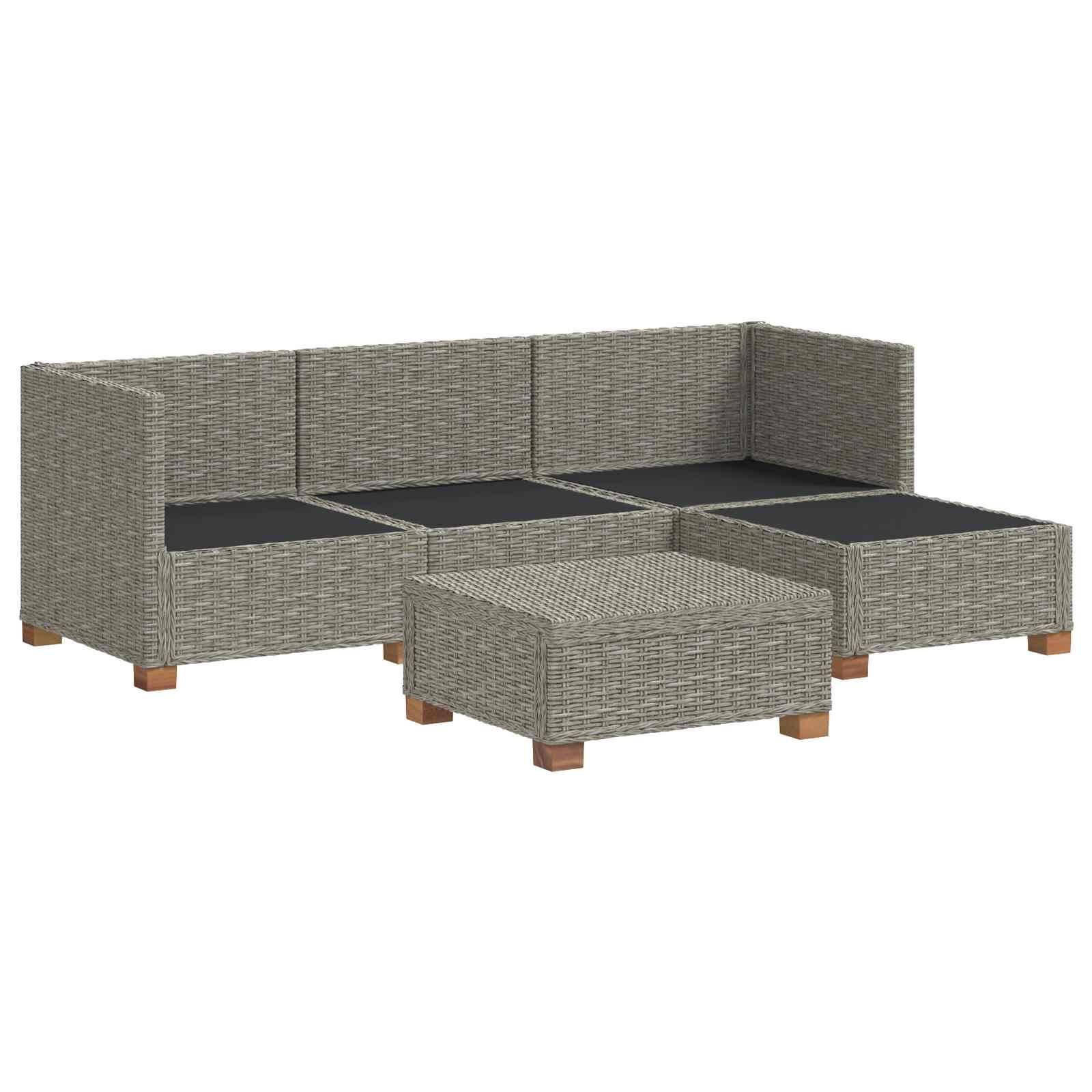 vidaXL 5 Stk. Rattan-Lounge-Set mit Kissen GENDT Naturrattan Kubu Grau
