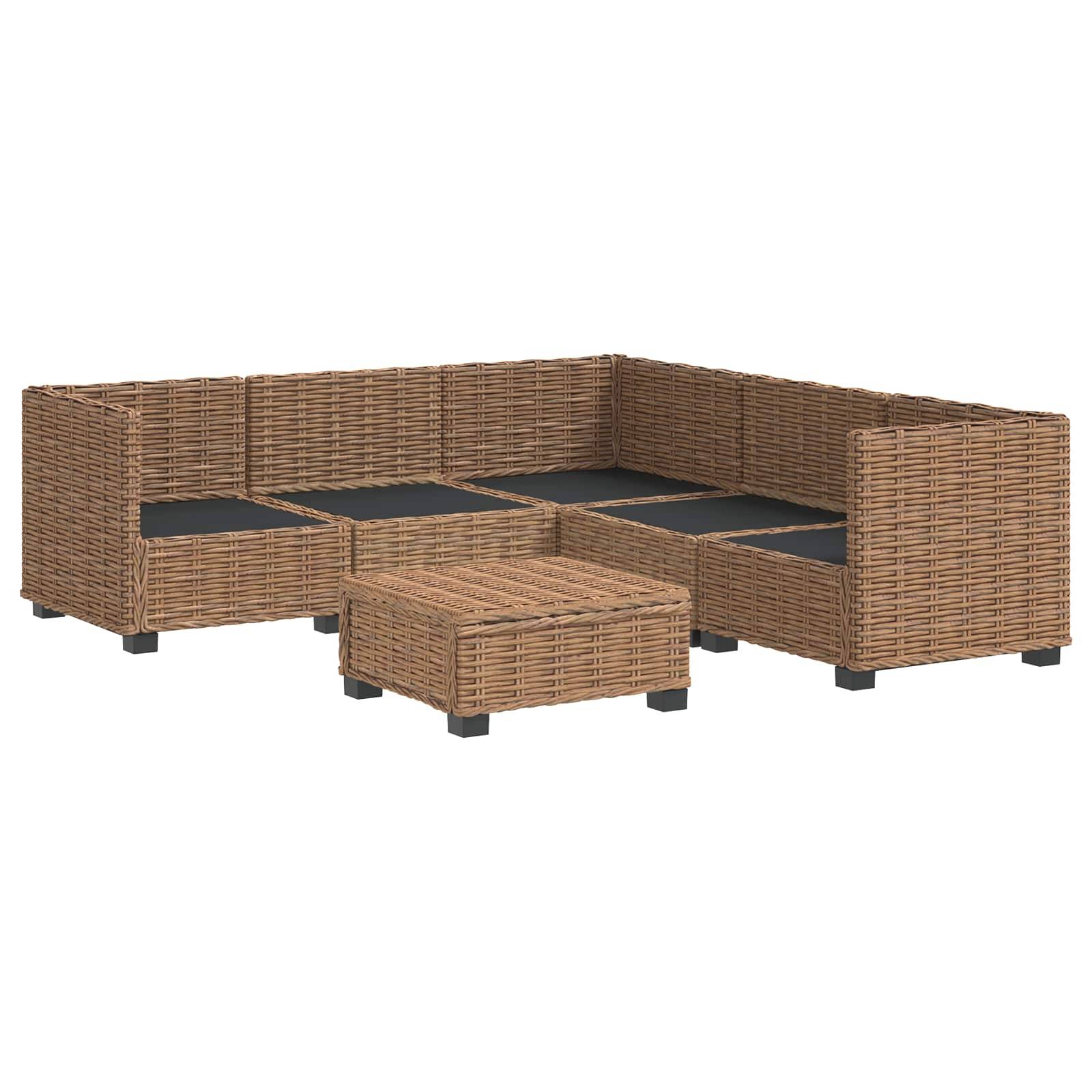 vidaXL 6 Stk. Rattan-Lounge-Set mit Kissen GENDT Naturrattan Natur