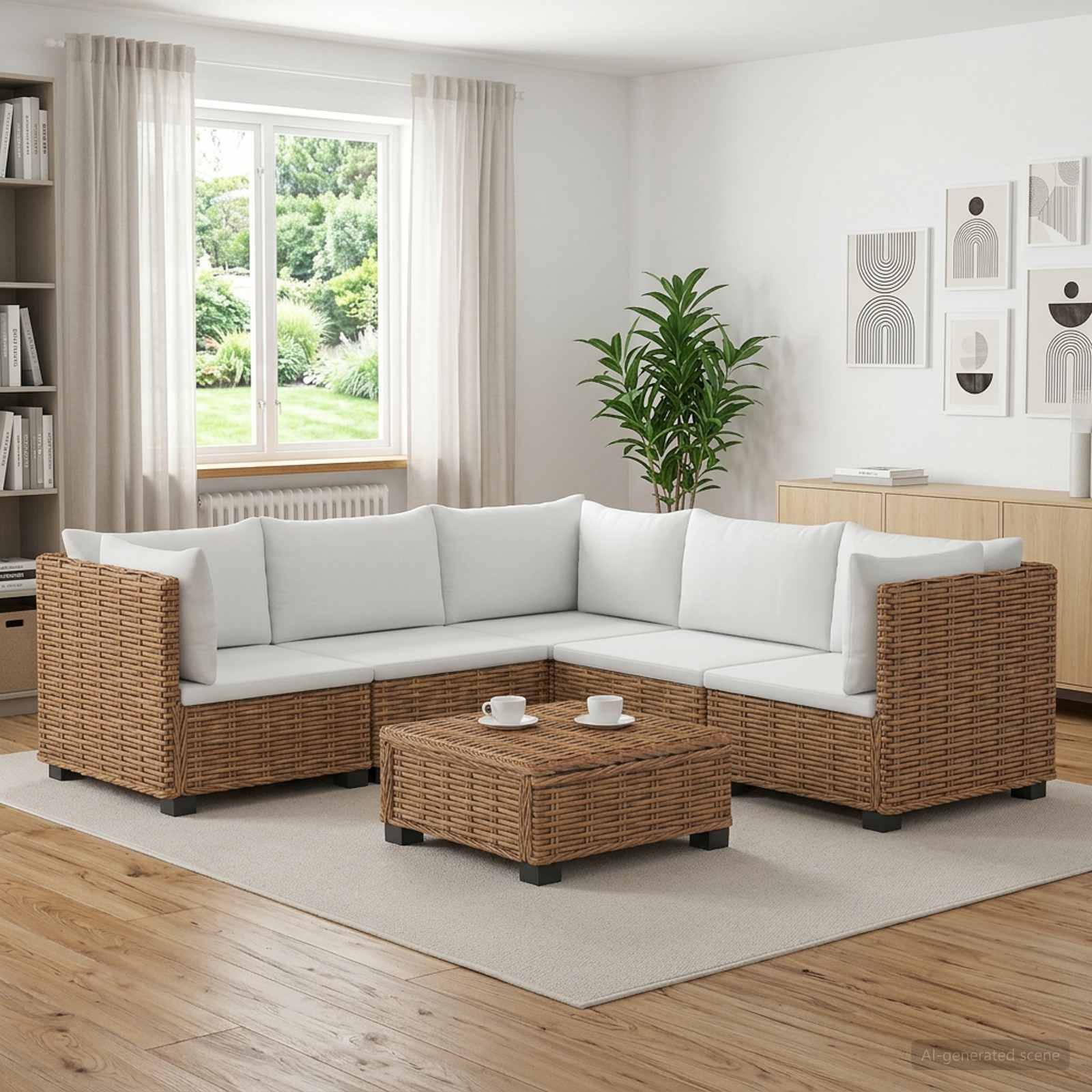 vidaXL 6 Stk. Rattan-Lounge-Set mit Kissen GENDT Naturrattan Natur