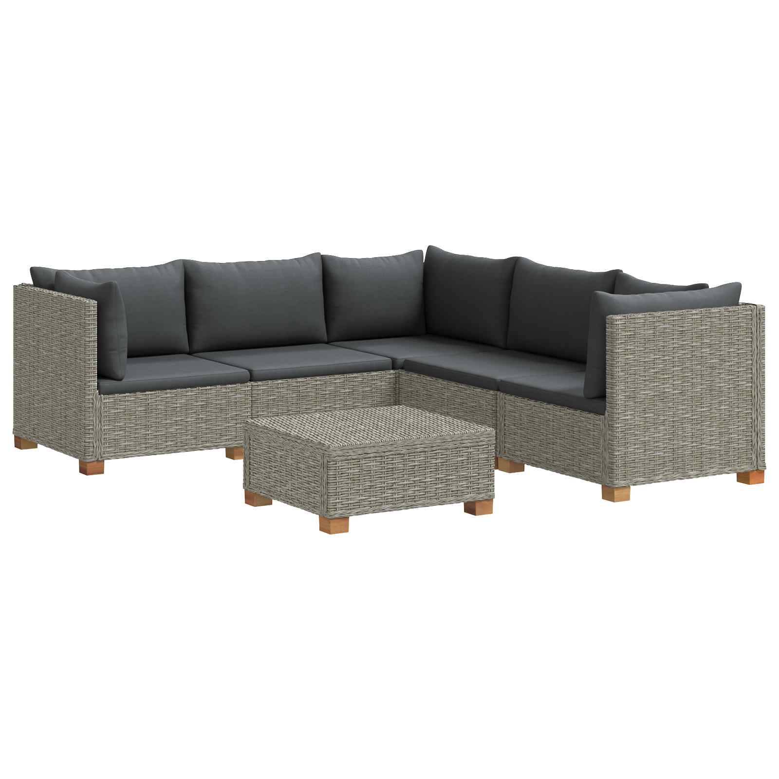 vidaXL 6 Stk. Rattan-Lounge-Set mit Kissen GENDT Naturrattan Kubu Grau