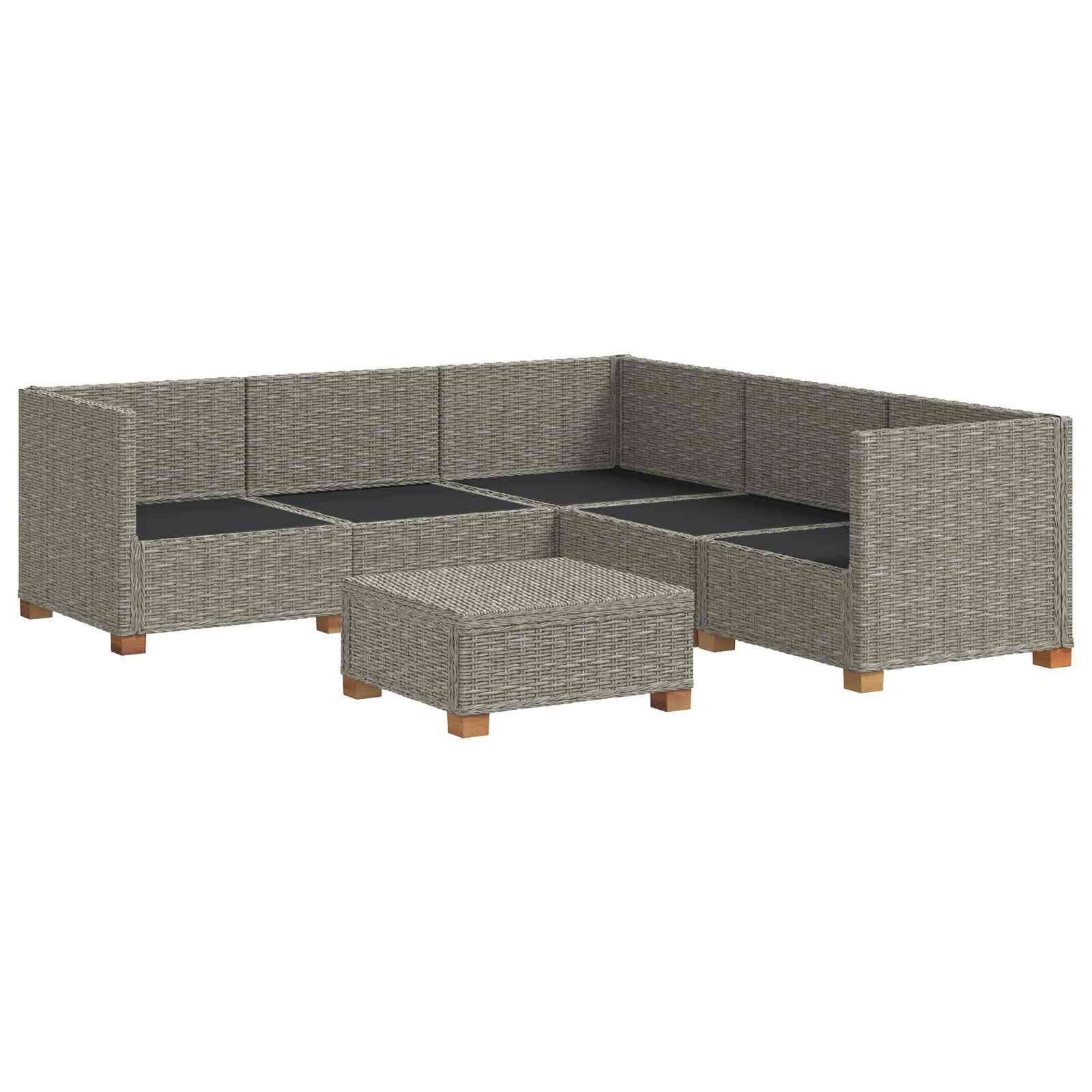 vidaXL 6 Stk. Rattan-Lounge-Set mit Kissen GENDT Naturrattan Kubu Grau