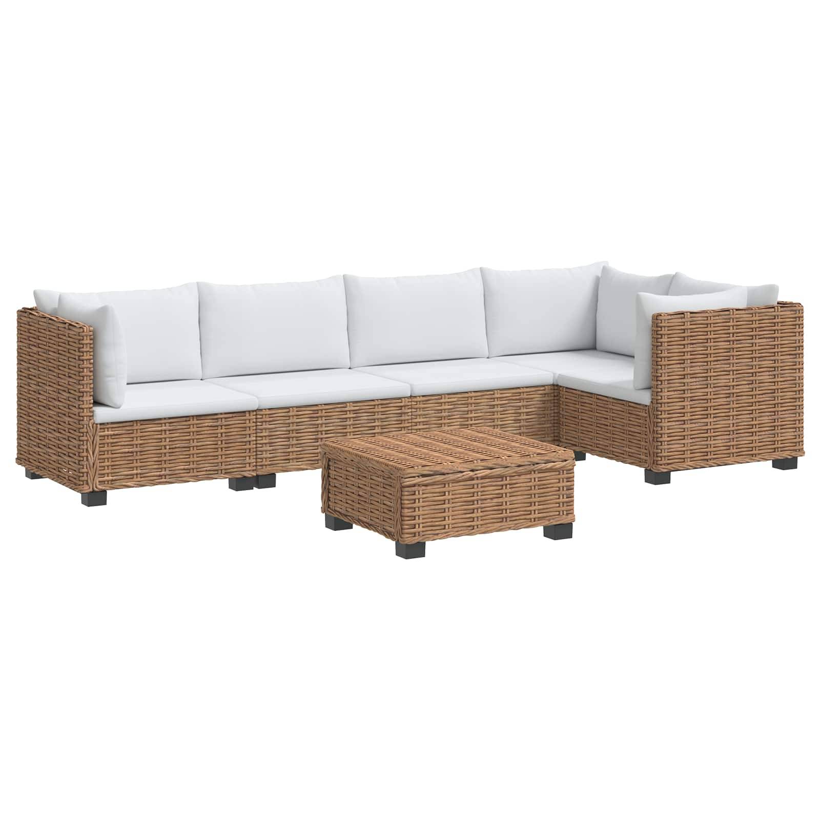 vidaXL 6 Stk. Rattan Lounge Set mit Kissen GENDT Naturrattan Natur