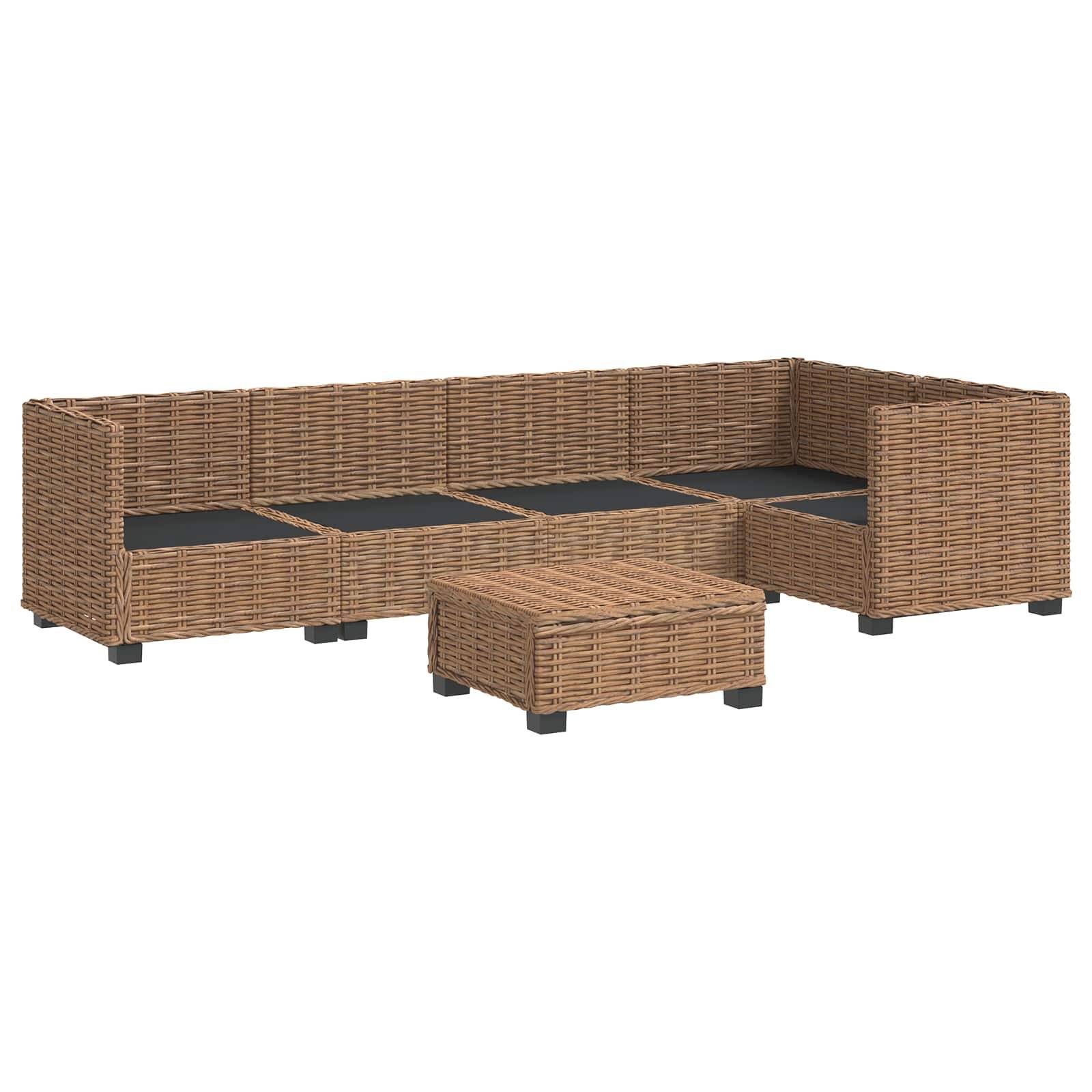 vidaXL 6 Stk. Rattan Lounge Set mit Kissen GENDT Naturrattan Natur