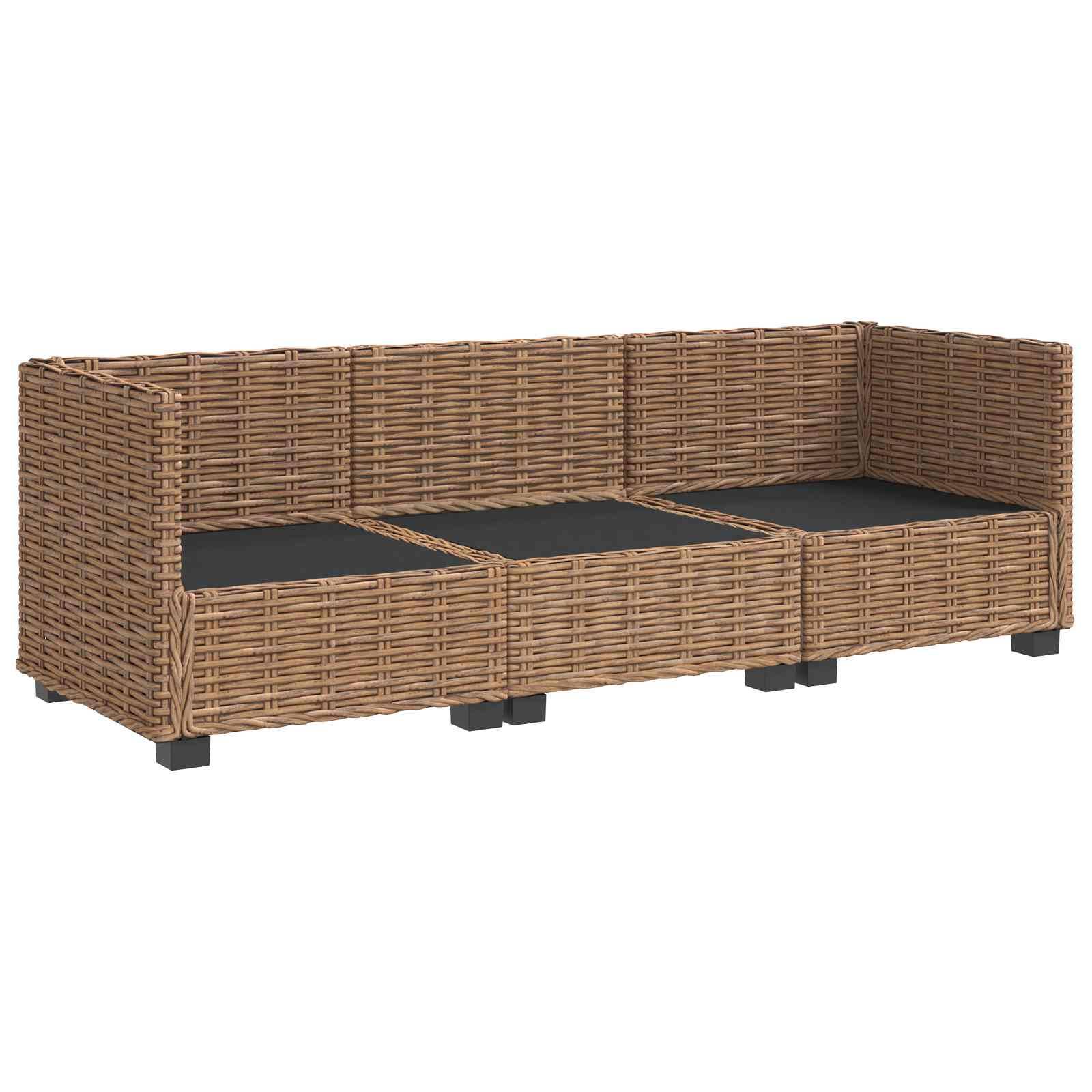 vidaXL 3 Stk. Rattan-Lounge-Set mit Kissen GENDT Naturrattan Natur