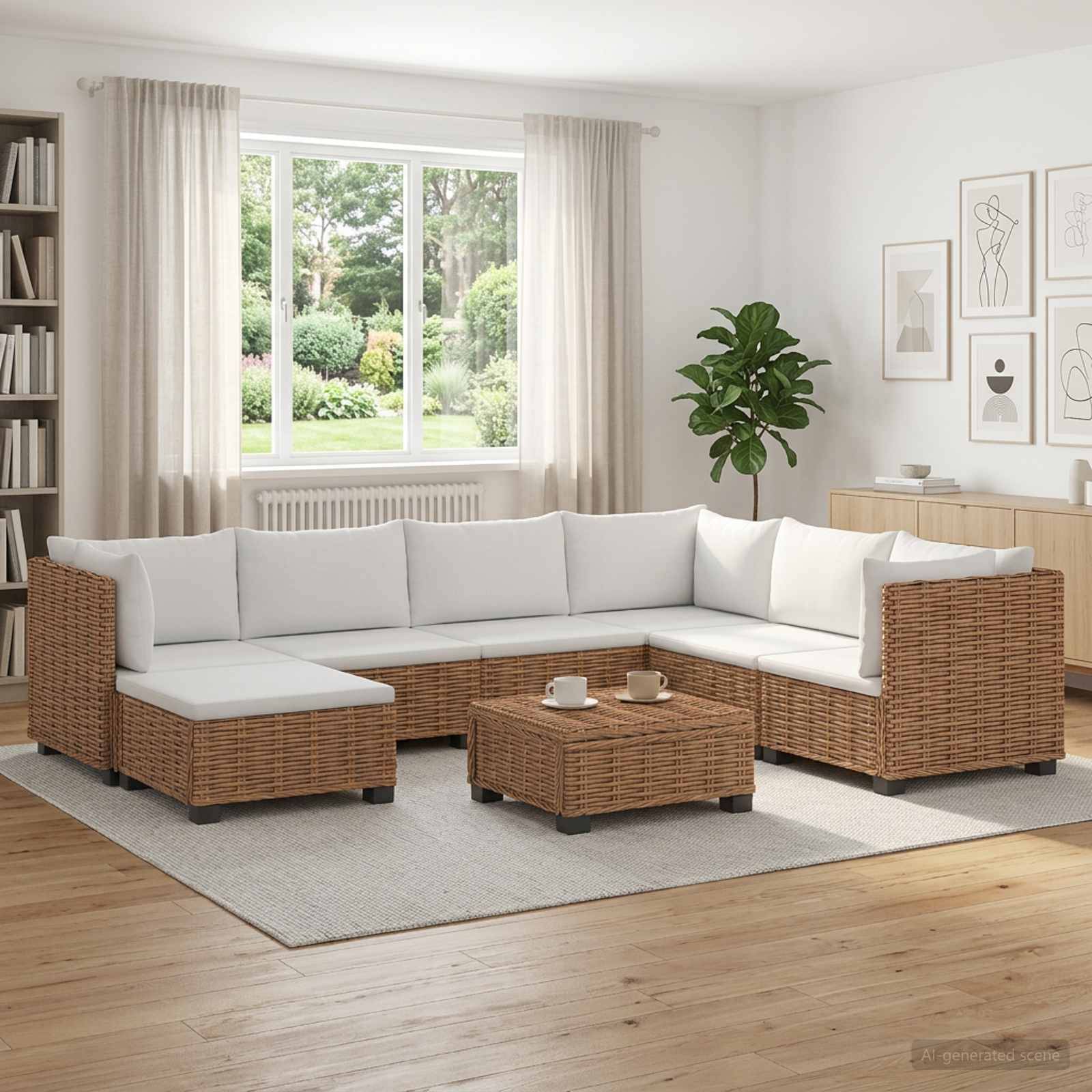 vidaXL 8 Stk. Rattan-Lounge-Set mit Kissen GENDT Naturrattan Natur
