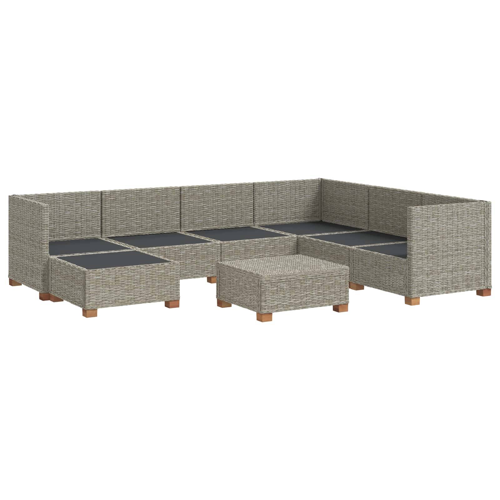 vidaXL 8 Stk. Rattan-Lounge-Set mit Kissen GENDT Naturrattan Kubu Grau