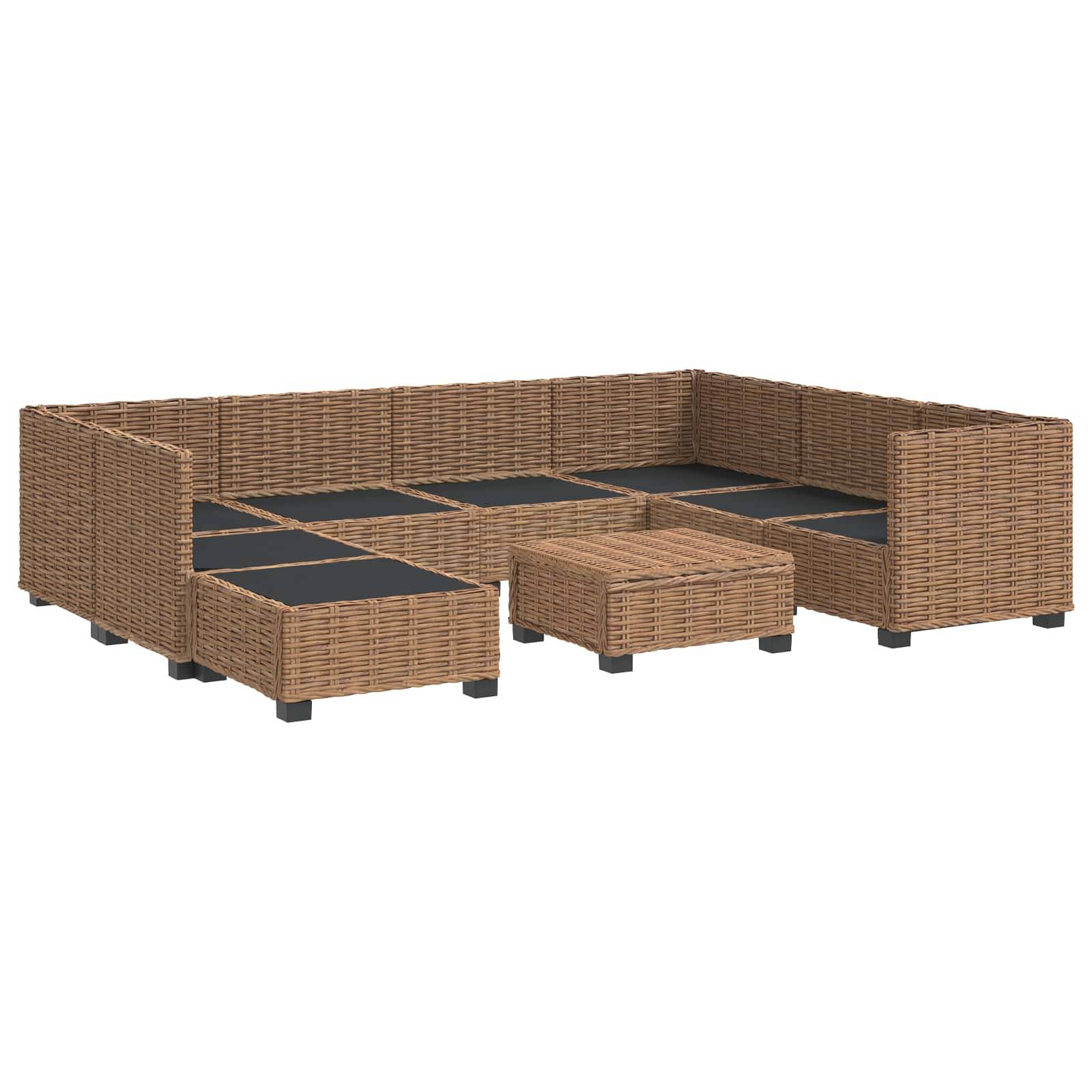 vidaXL 9 Stk. Rattan Lounge Set mit Kissen GENDT Naturrattan Natur