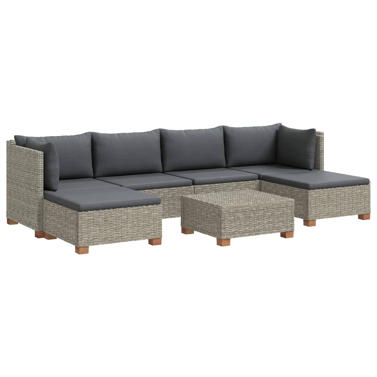 vidaXL 7 Stk. Rattan-Lounge-Set mit Kissen GENDT Naturrattan Kubu Grau