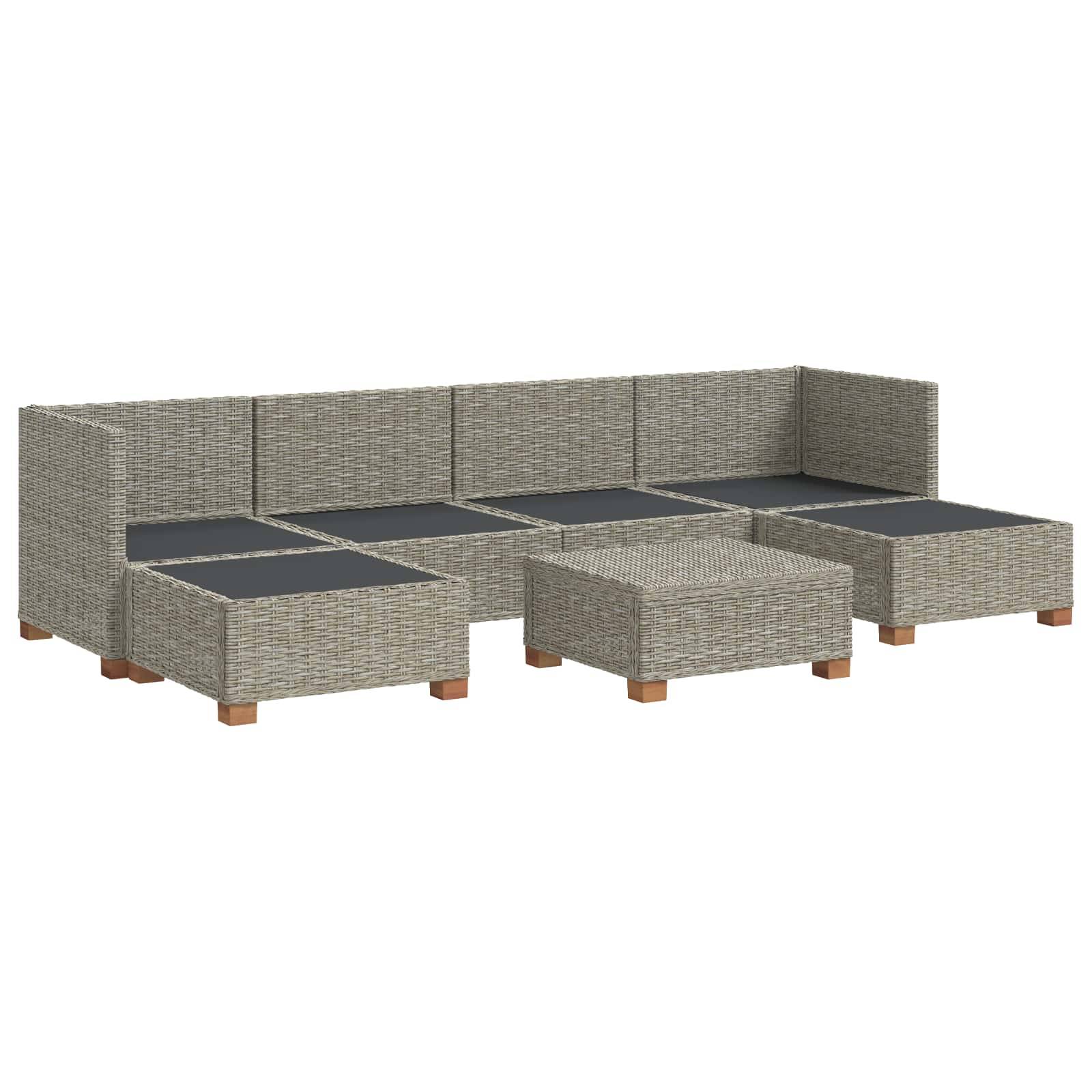 vidaXL 7 Stk. Rattan-Lounge-Set mit Kissen GENDT Naturrattan Kubu Grau