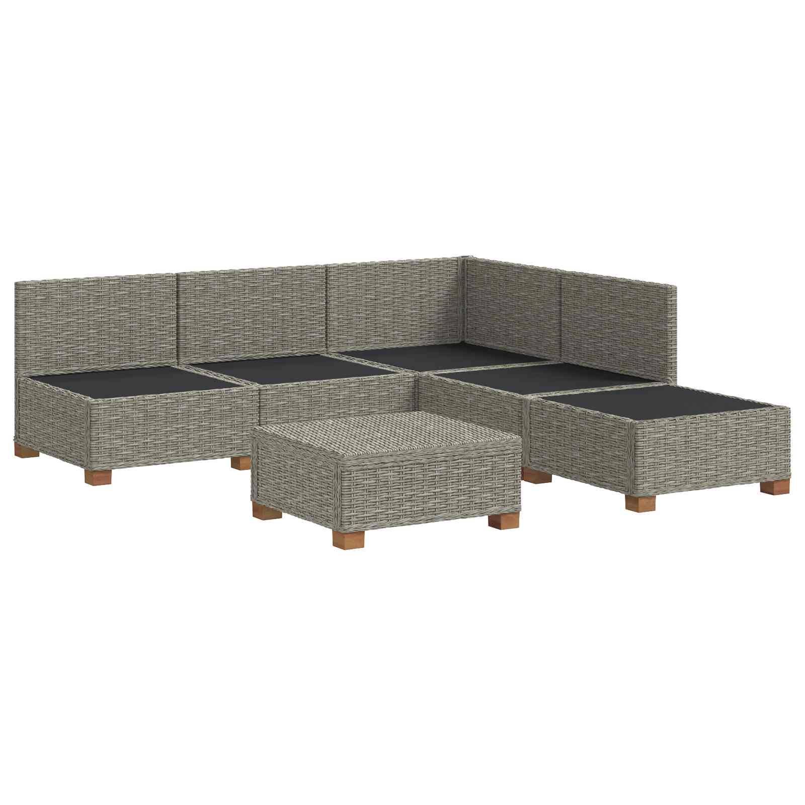 vidaXL 6 Stk. Rattan-Lounge-Set mit Kissen GENDT Naturrattan Kubu Grau