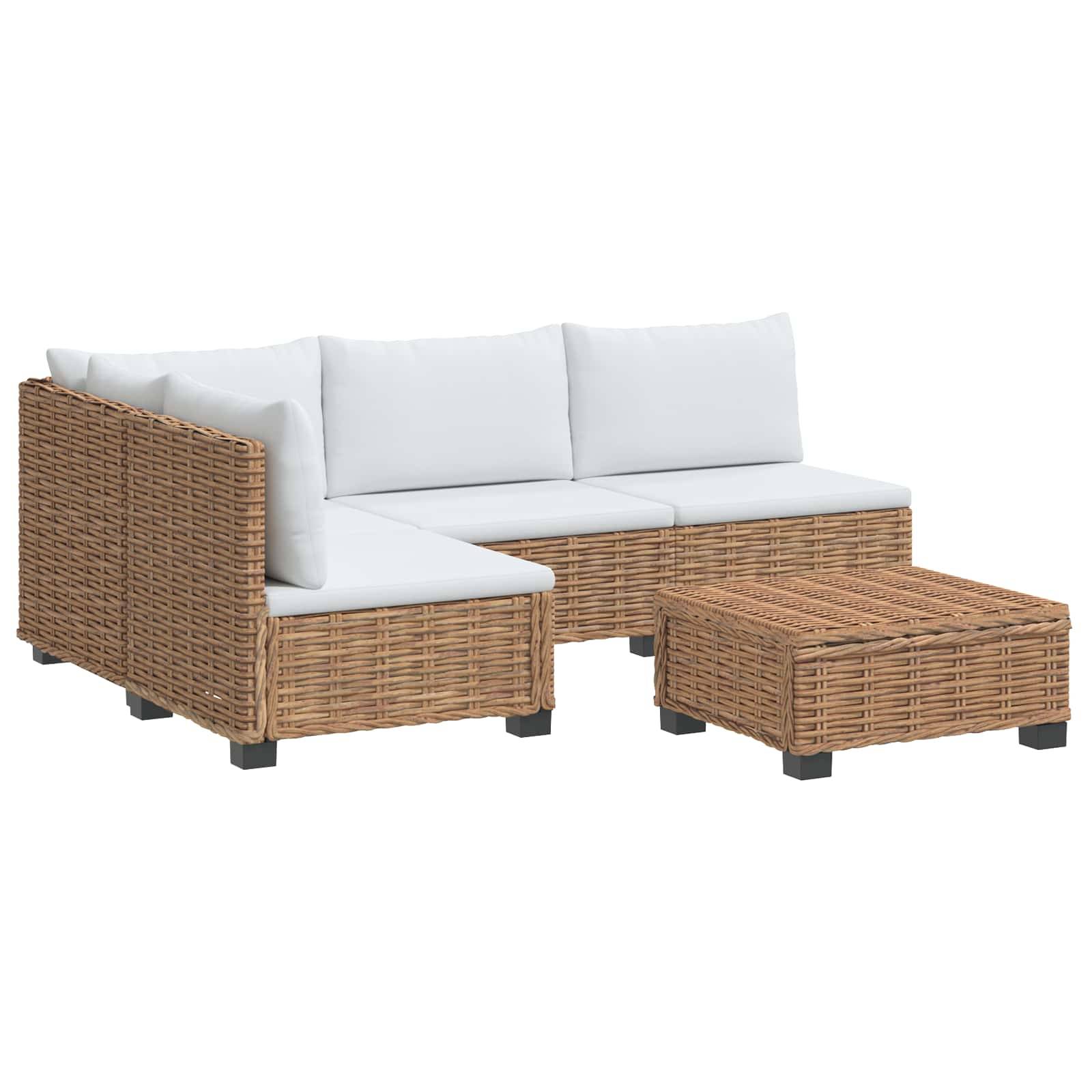 vidaXL 5 Stk. Rattan-Lounge-Set mit Kissen GENDT Naturrattan Natur