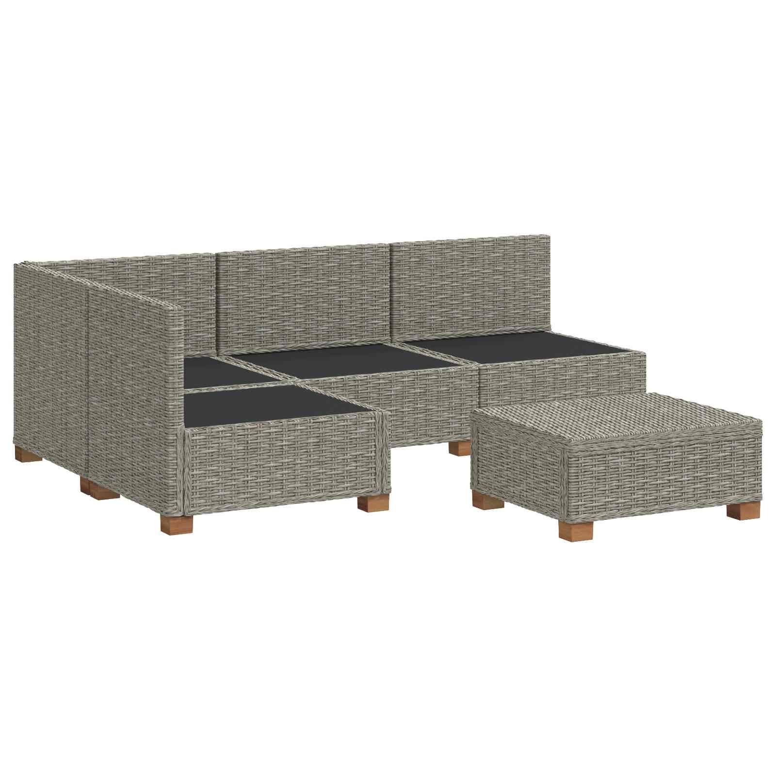 vidaXL 5 Stk. Rattan-Lounge-Set mit Kissen GENDT Naturrattan Kubu Grau
