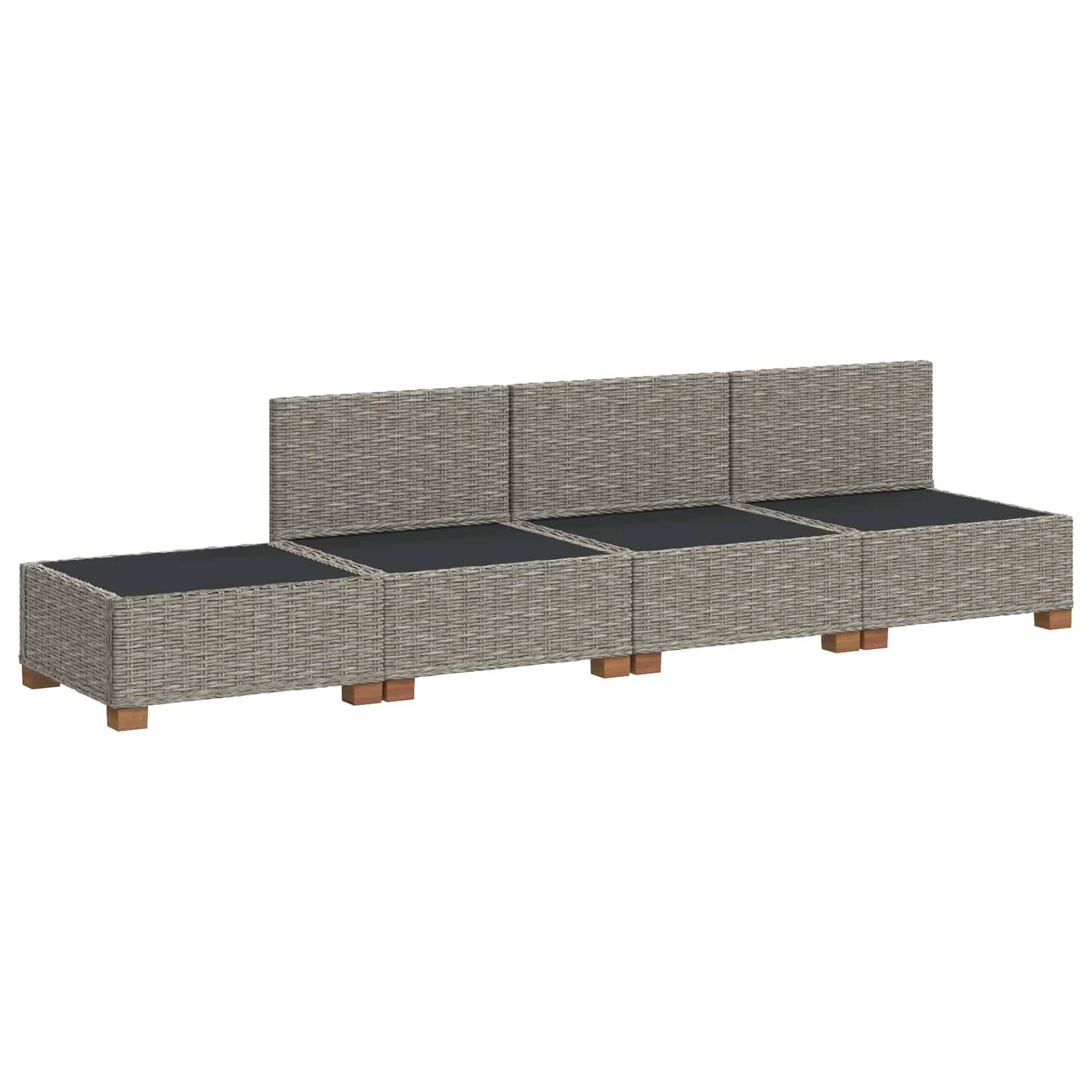 vidaXL 4 Stk. Rattan-Lounge-Set mit Kissen GENDT Naturrattan Kubu Grau
