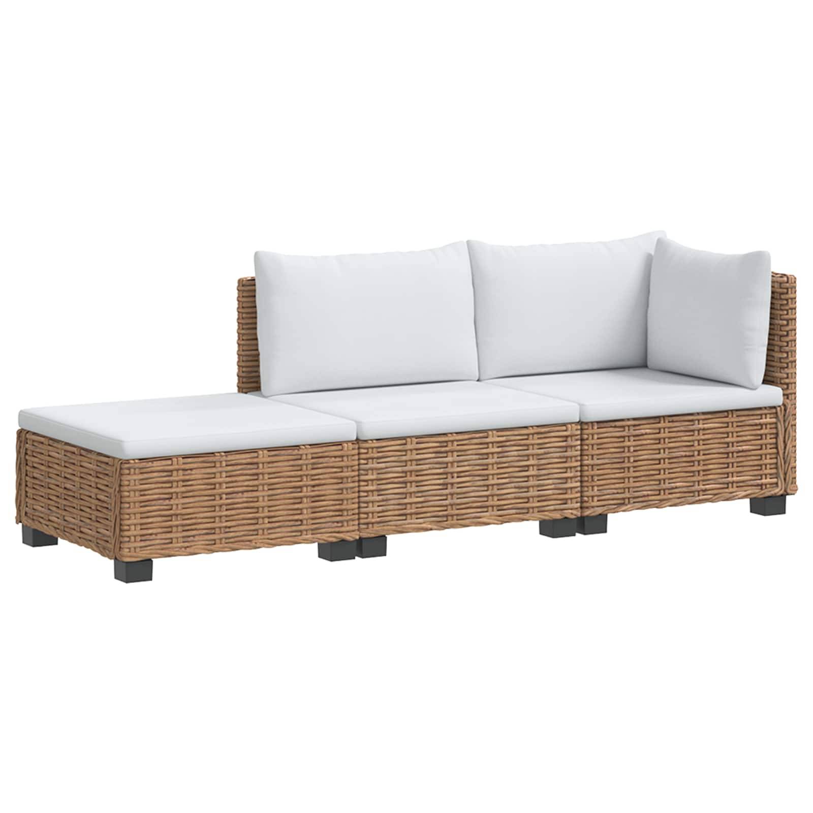 vidaXL 3 Stk. Rattan-Lounge-Set mit Kissen GENDT Naturrattan Natur