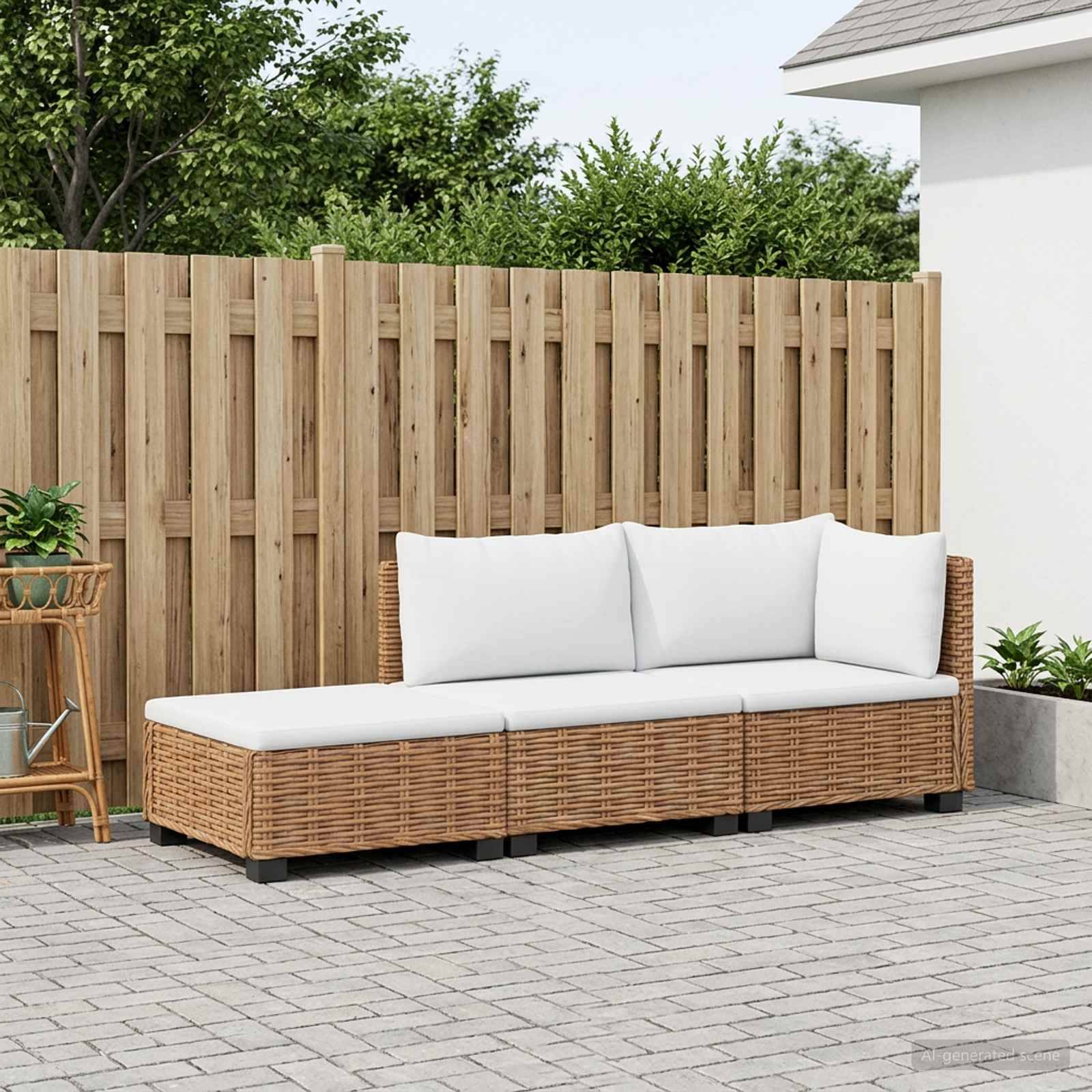 vidaXL 3 Stk. Rattan-Lounge-Set mit Kissen GENDT Naturrattan Natur