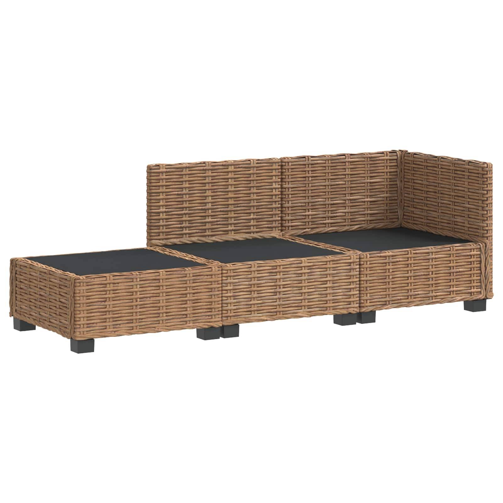 vidaXL 3 Stk. Rattan-Lounge-Set mit Kissen GENDT Naturrattan Natur