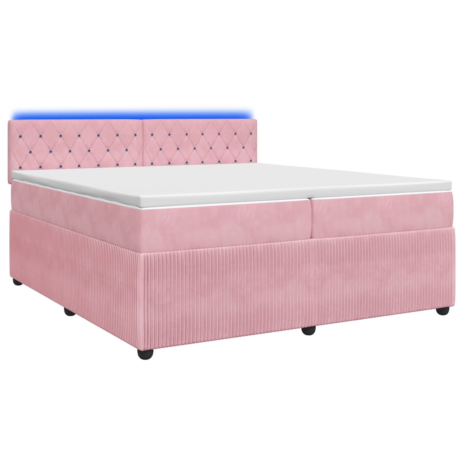 vidaXL Boxspringbett mit Matratze mit Kopfteil Rosa 200 x 200 cm Samt