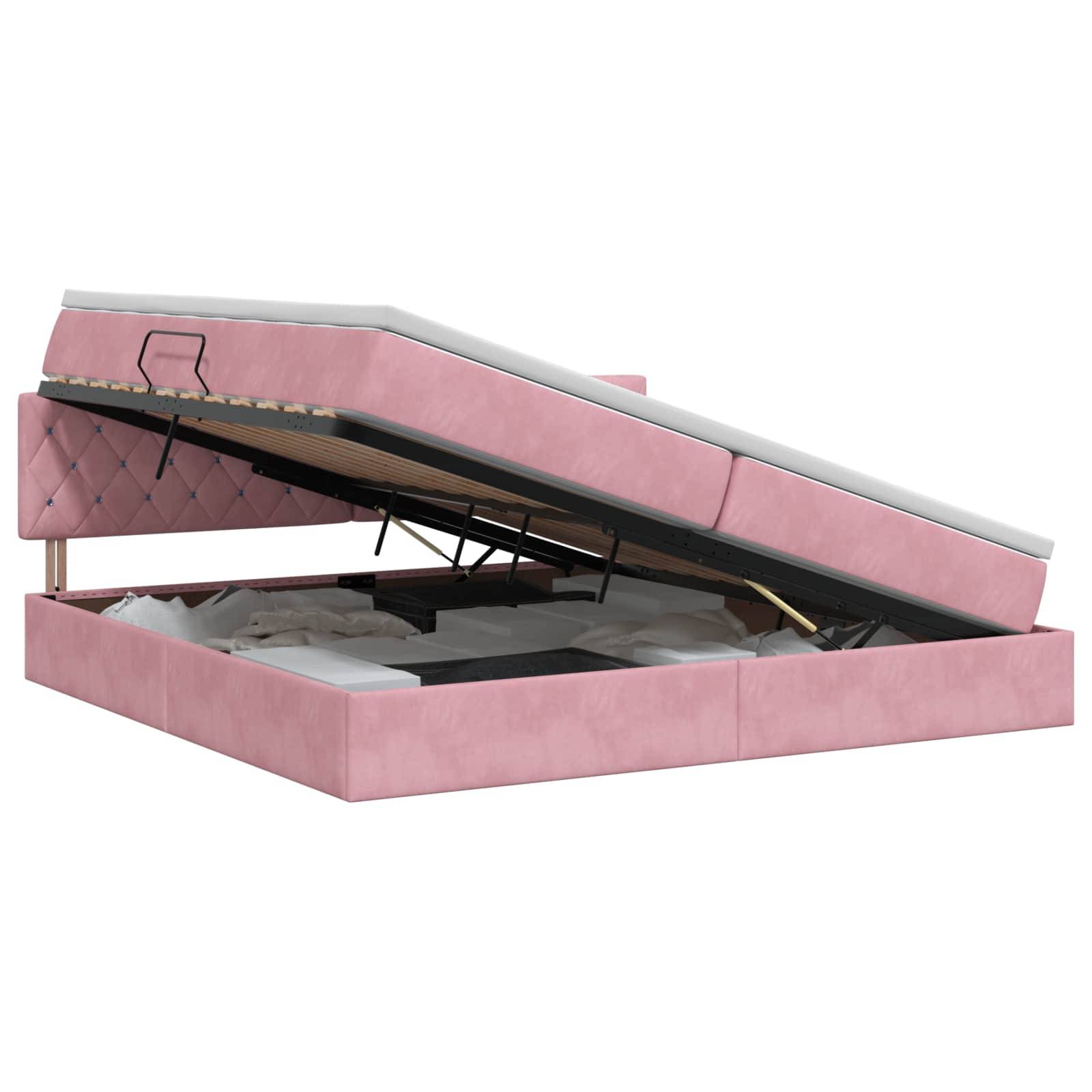 vidaXL Aufbewahrungsbett mit Kopfteil Rosa 200 x 200 cm Samt