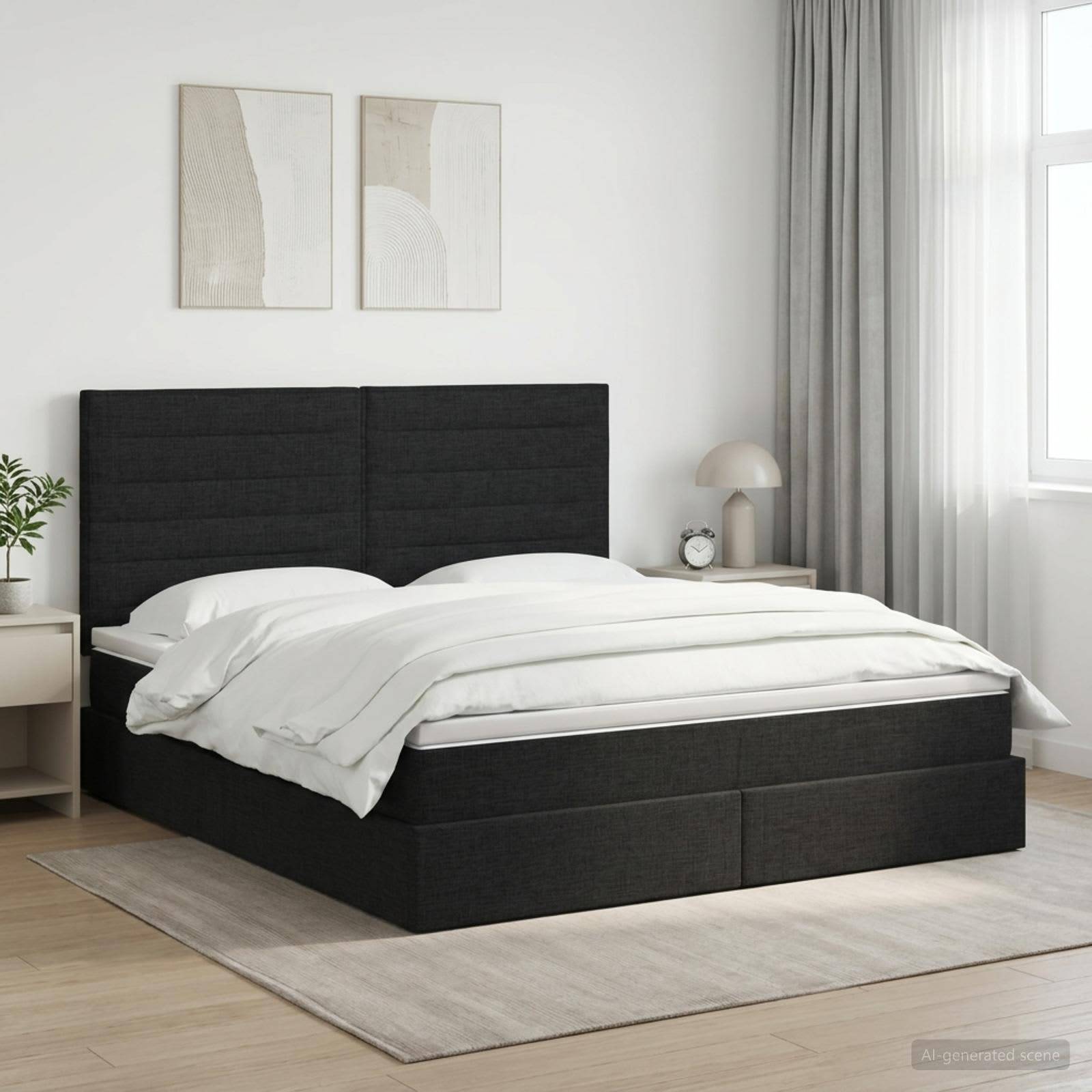 vidaXL Aufbewahrungsbett mit Matratze Schwarz 140 x 200 cm Stoff