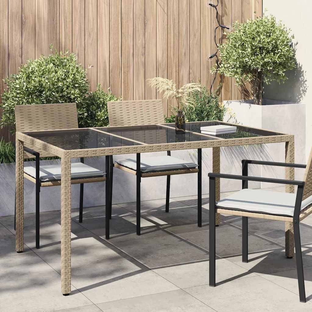 vidaXL Gartentisch Beige 150 x 90 x 75 cm Poly-Rattan