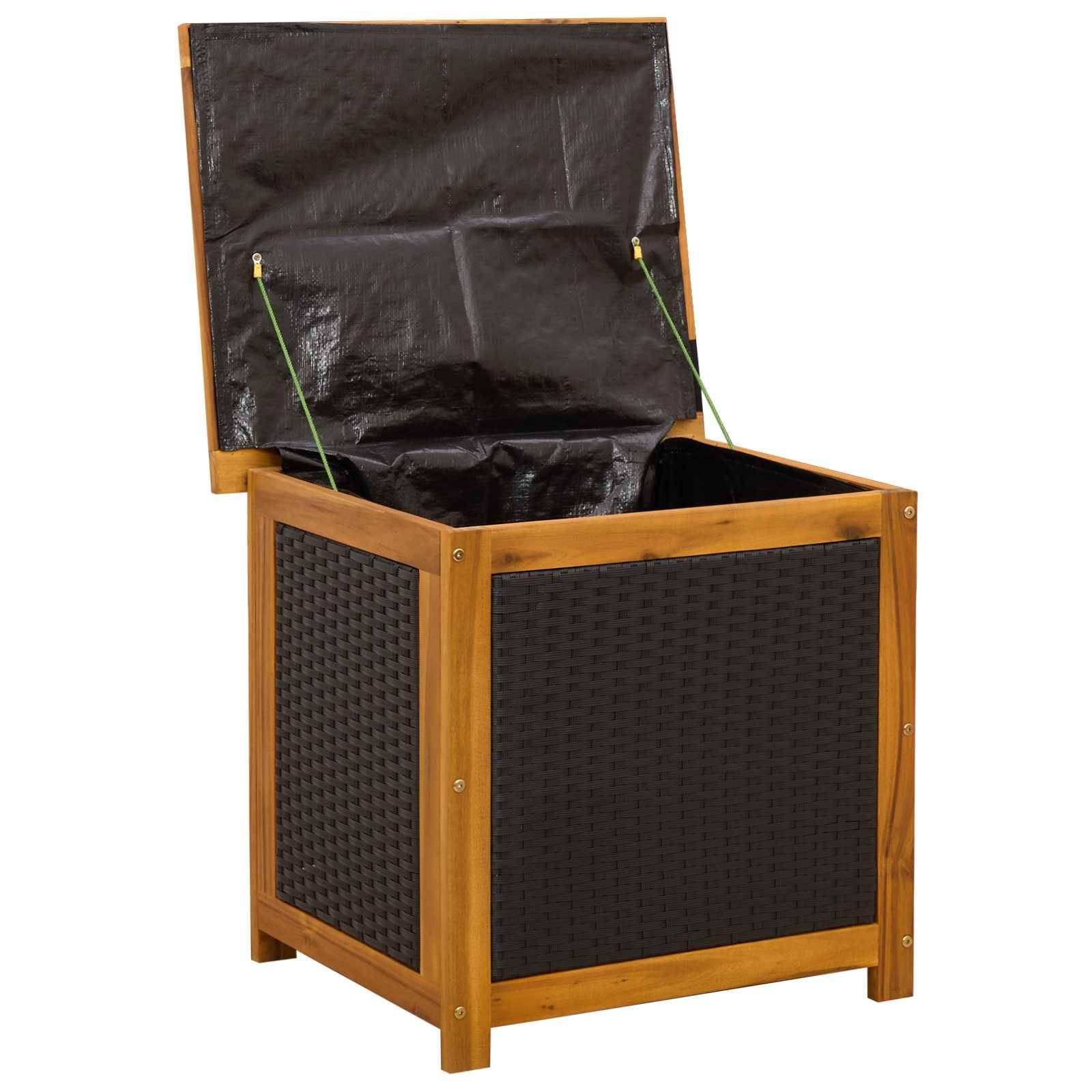 vidaXL Gartenlagerbox 185 L Massivholz Akazie 60 x 50 x 56 cm Schwarz