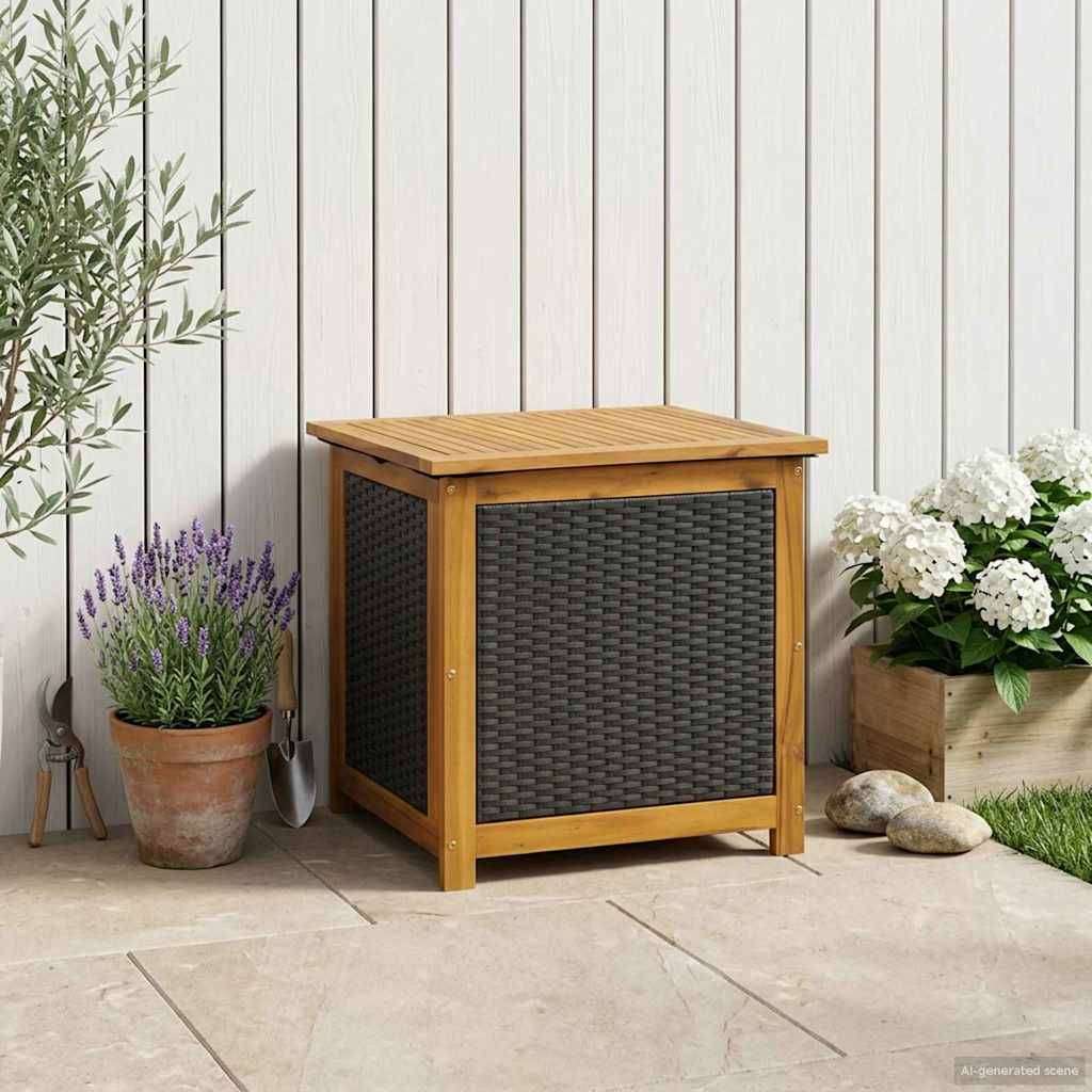 vidaXL Gartenlagerbox 185 L Massivholz Akazie 60 x 50 x 56 cm Schwarz