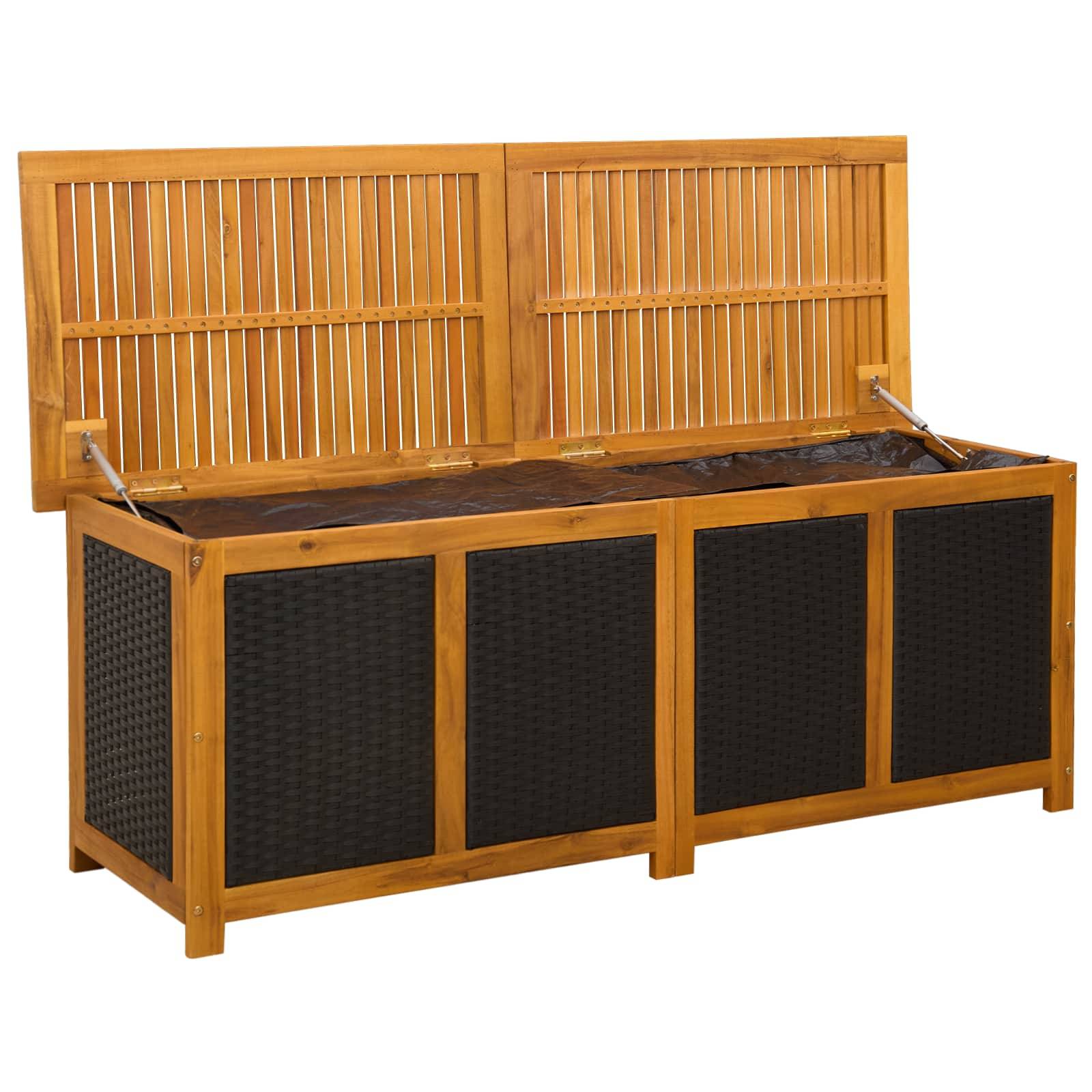 vidaXL Gartenbox 243 L Massivholz Akazie 150 x 50 x 56 cm Schwarz