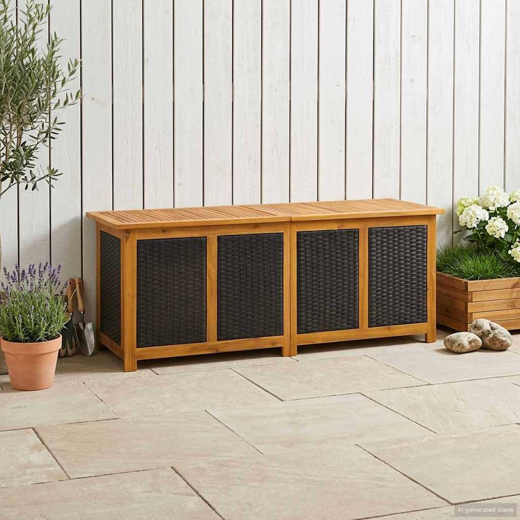 vidaXL Gartenbox 243 L Massivholz Akazie 150 x 50 x 56 cm Schwarz