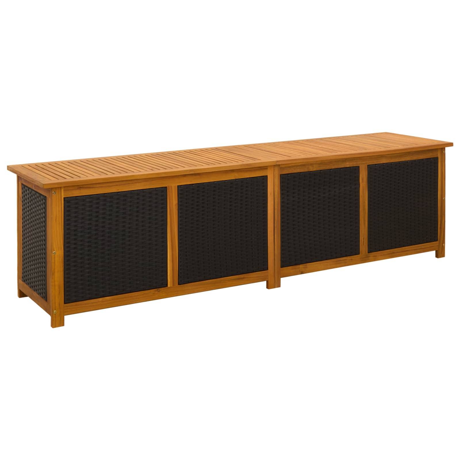 vidaXL Gartenlagerbox 185 L Massivholz Akazie 200 x 50 x 56 cm Schwarz