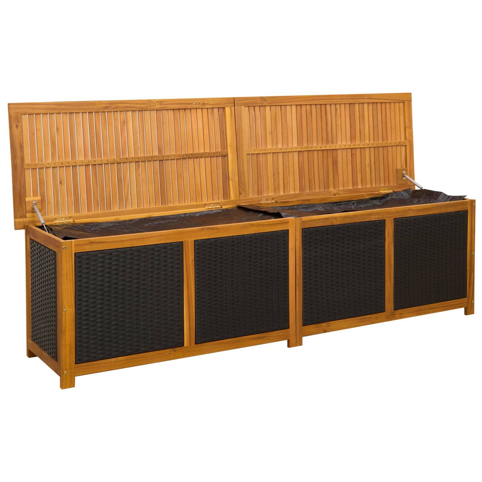 vidaXL Gartenlagerbox 185 L Massivholz Akazie 200 x 50 x 56 cm Schwarz