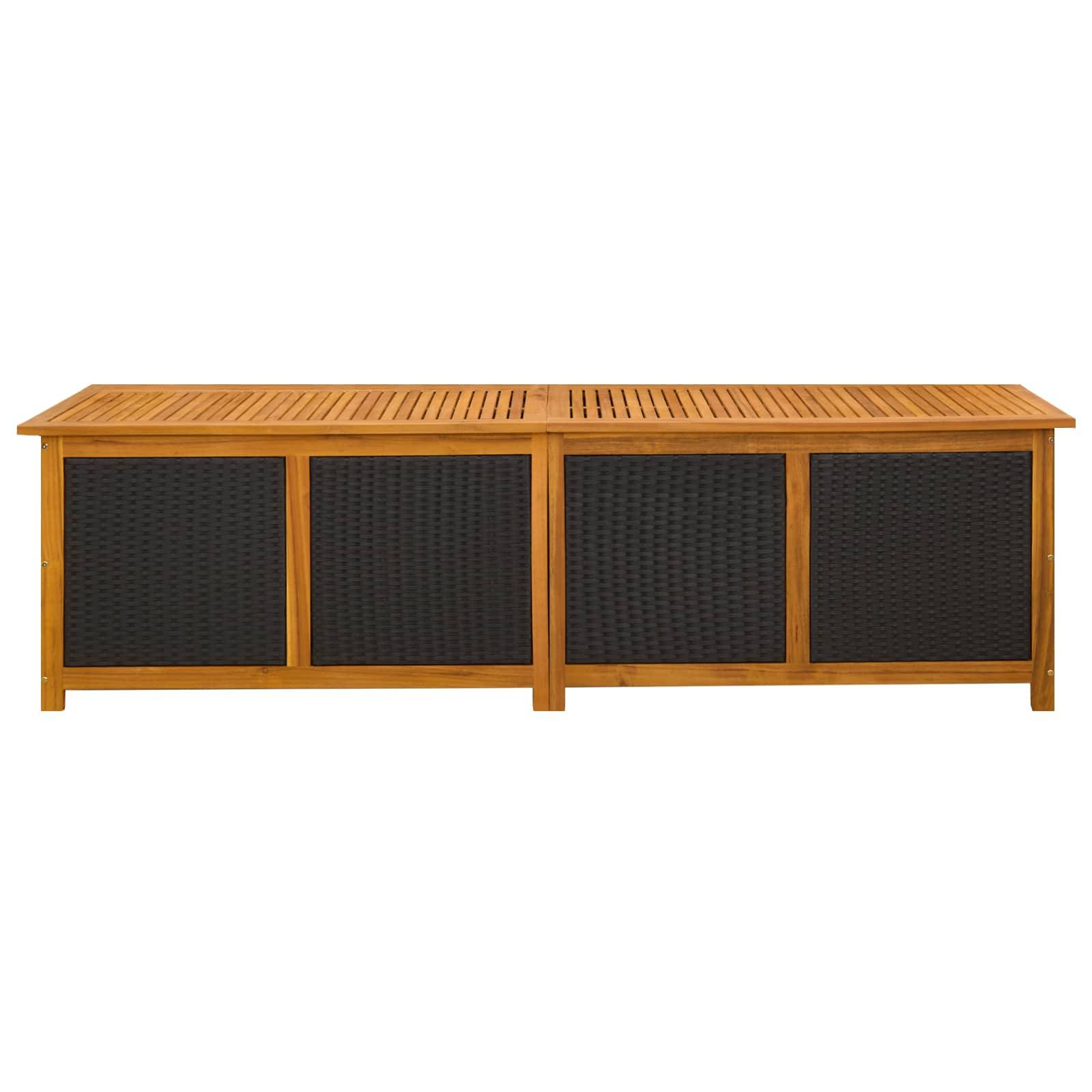 vidaXL Gartenlagerbox 185 L Massivholz Akazie 200 x 50 x 56 cm Schwarz