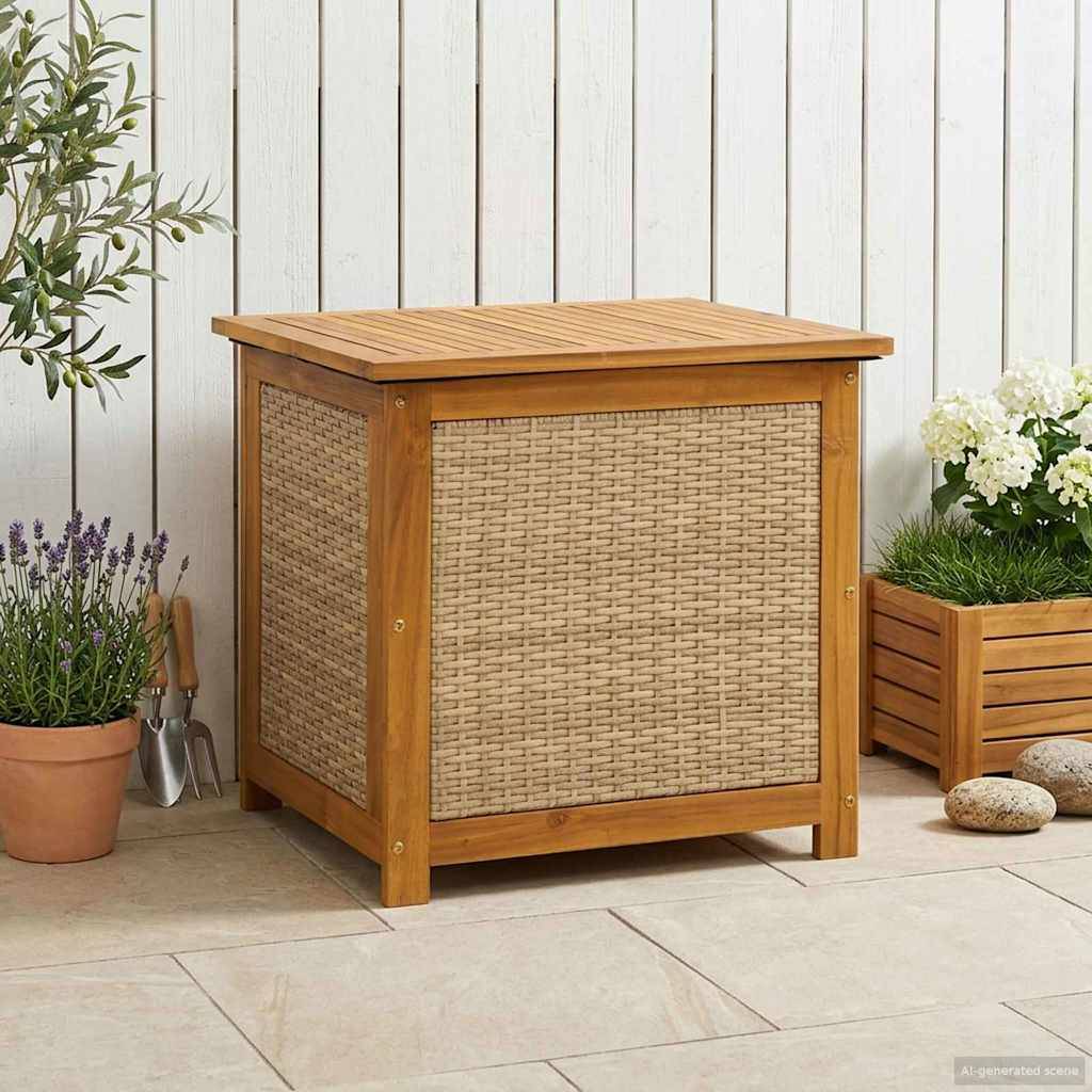 vidaXL Gartenlagerbox 185 L Massivholz Akazie 60 x 50 x 56 cm Beige