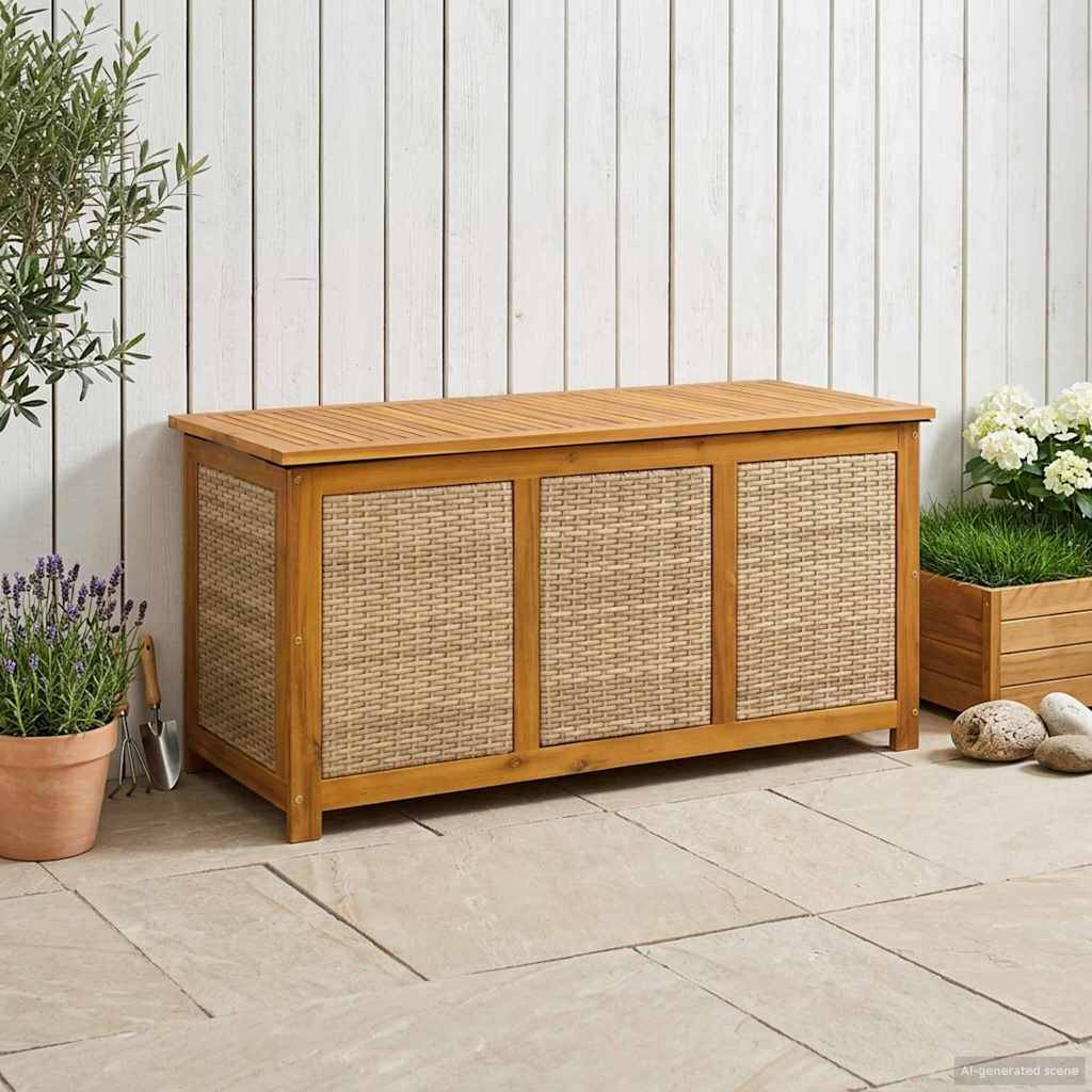 vidaXL Gartenlagerbox 185 L Massivholz Akazie 113 x 50 x 56 cm Beige