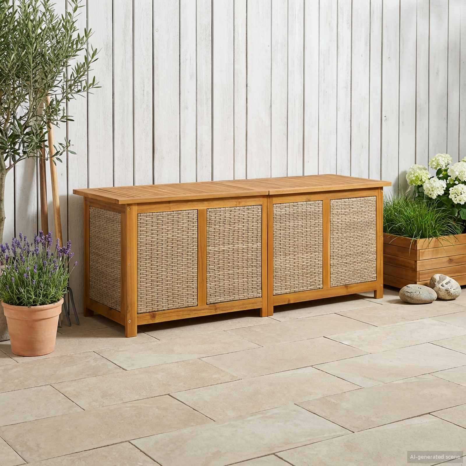 vidaXL Gartenlagerbox 185 L Massivholz Akazie 150 x 50 x 56 cm Beige